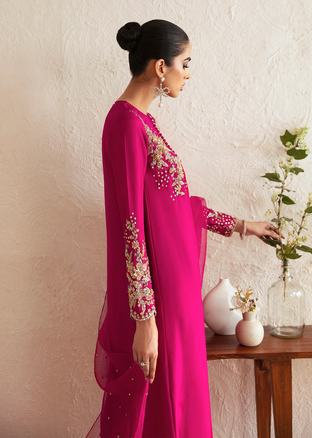 Kanwal Malik Myra Embroidered Organza Party Wear Suit - Matching Bottom & Trouser Fabric Details | IQNAZ
