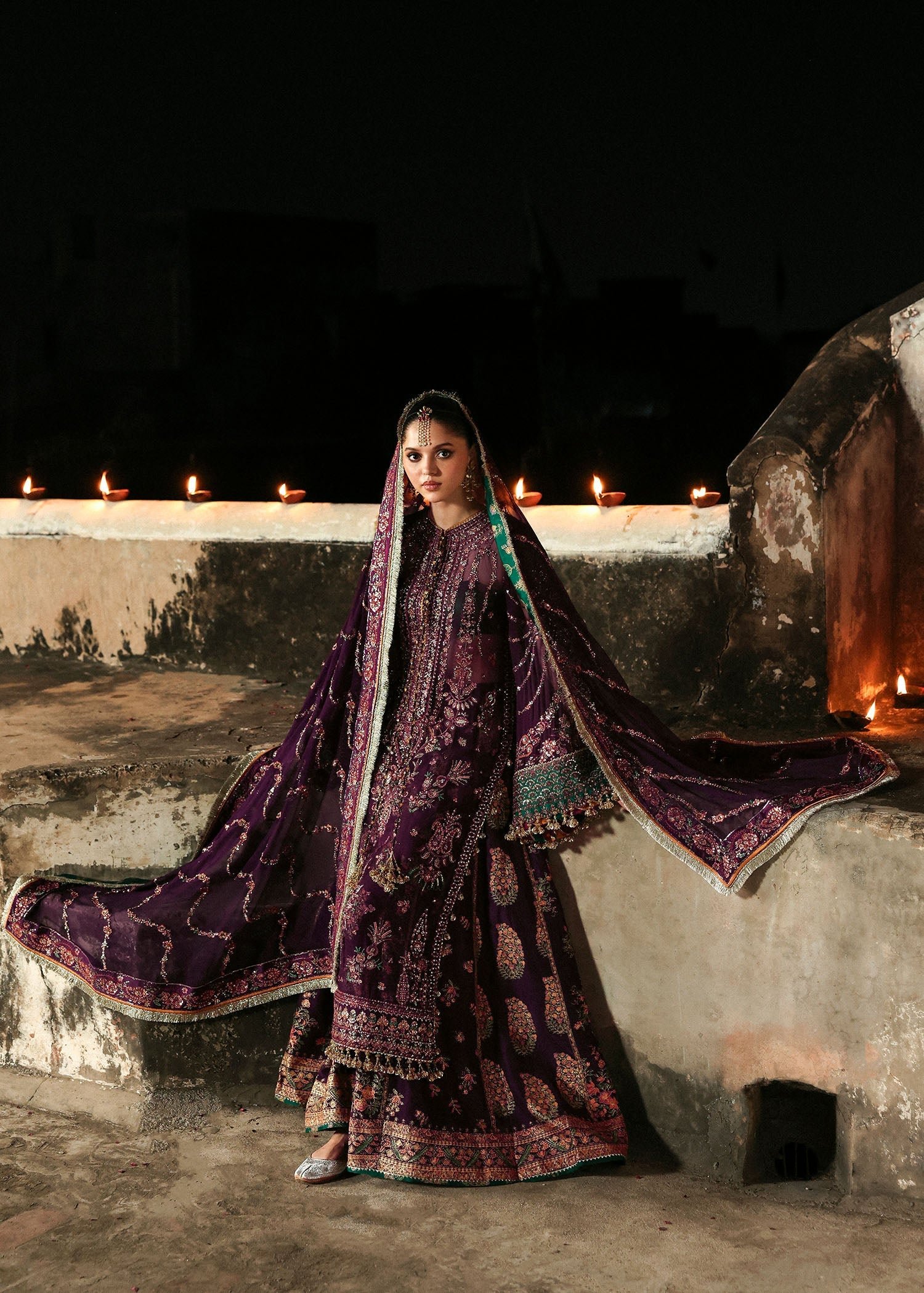 Hussain Rehar Embroidered Chiffon Party Wear Suit - Close-Up Hand Embellishment Tilla & Pearl Work | IQNAZ