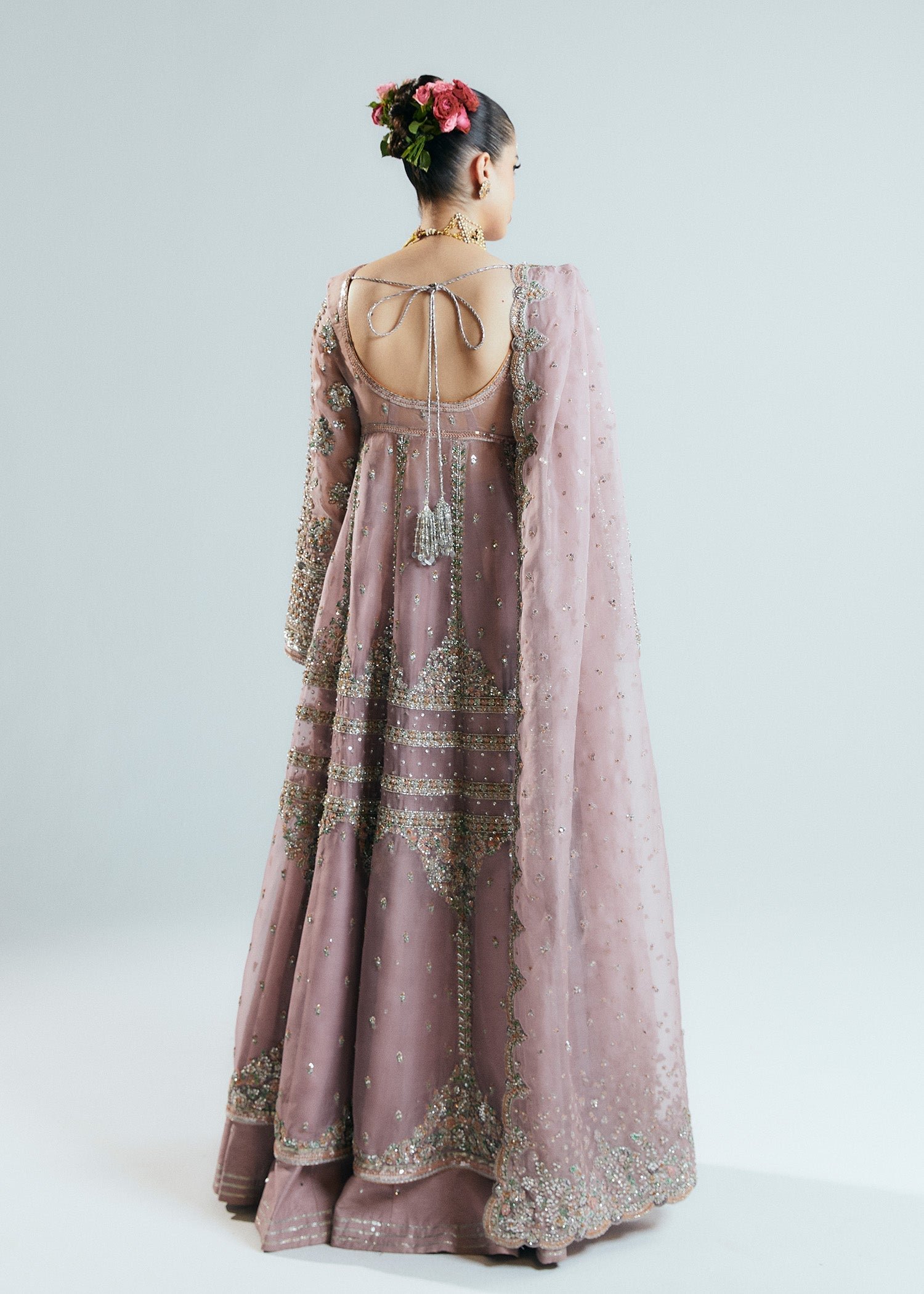 Faiza Saqlain Rosabelle Hand Embellished Organza Party Wear Suit - Matching Bottom & Trouser Fabric Details | IQNAZ