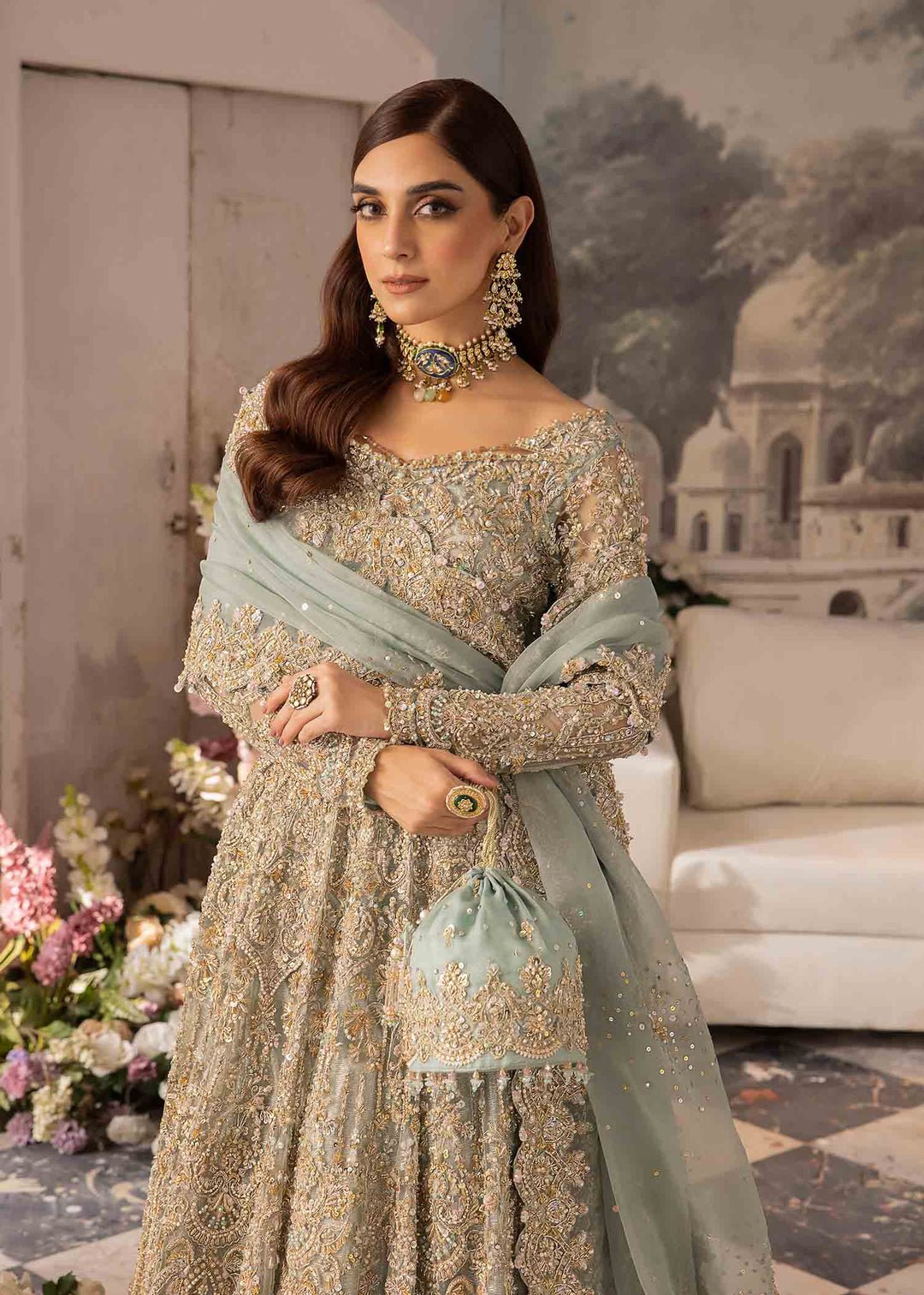 Kanwal Malik Hand Embellished Organza Party Wear Suit - Embroidered Back & Daman Silhouette Detailing | IQNAZ