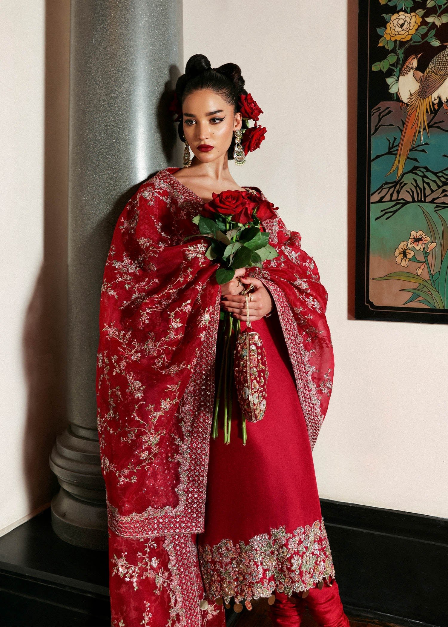 Hussain Rehar Embroidered Organza Party Wear Suit - Designer Photoshoot Gallery Angle 7 | IQNAZ Couture