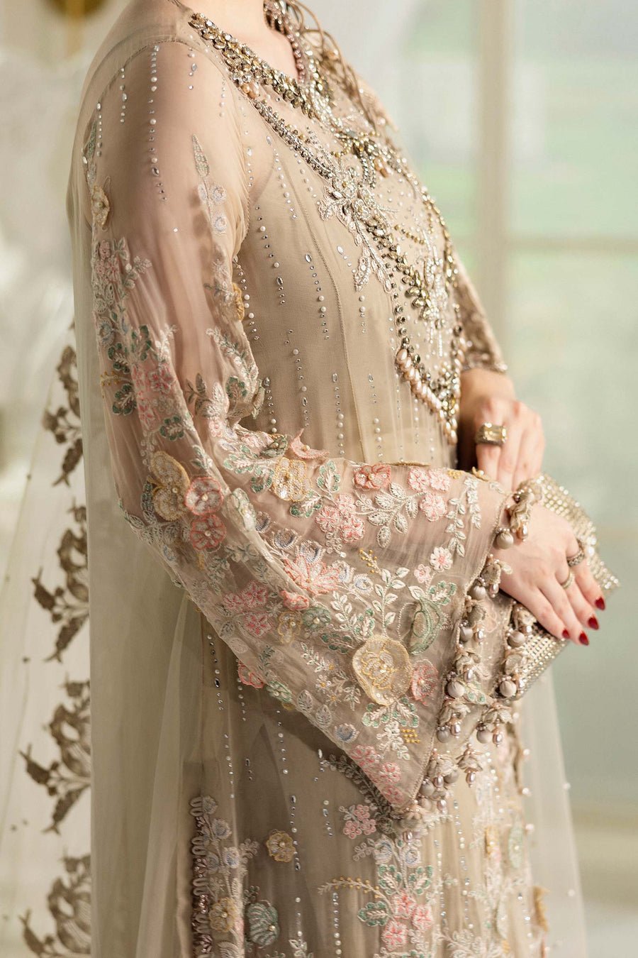 Maria B Embroidered Chiffon Party Wear Suit - Designer Photoshoot Gallery Angle 8 | IQNAZ Couture