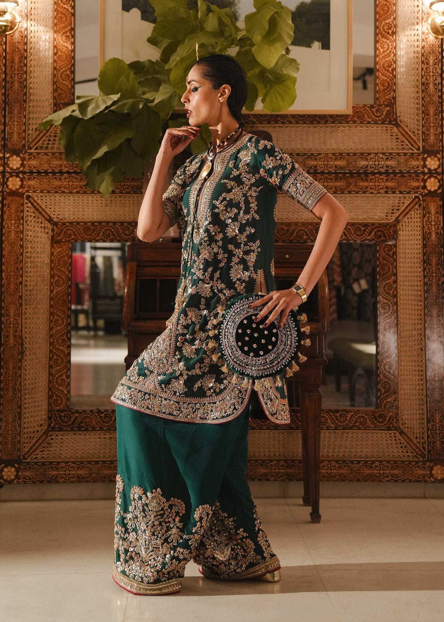 Hussain Rehar Mayle Embroidered Organza Party Wear Suit - Designer Photoshoot Gallery Angle 10 | IQNAZ Couture
