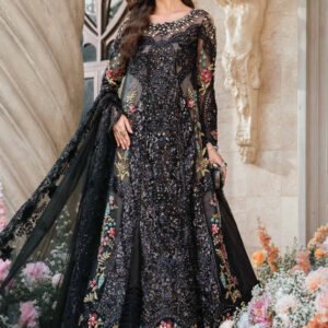Maria B BD-2802 Hand Embellished Organza Flared Suit - Model Front Look | Pakistani Designer Replica Wholesale | IQNAZ