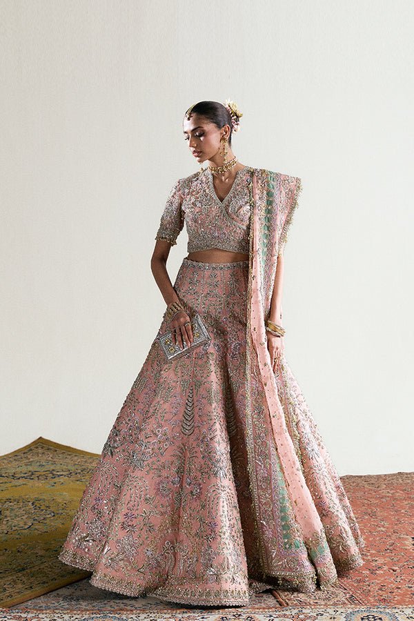 Suffuse Iris Couture Zaleh Hand Embellished Organza Party Wear Suit - Model Front Look | Pakistani Designer Replica Wholesale | IQNAZ