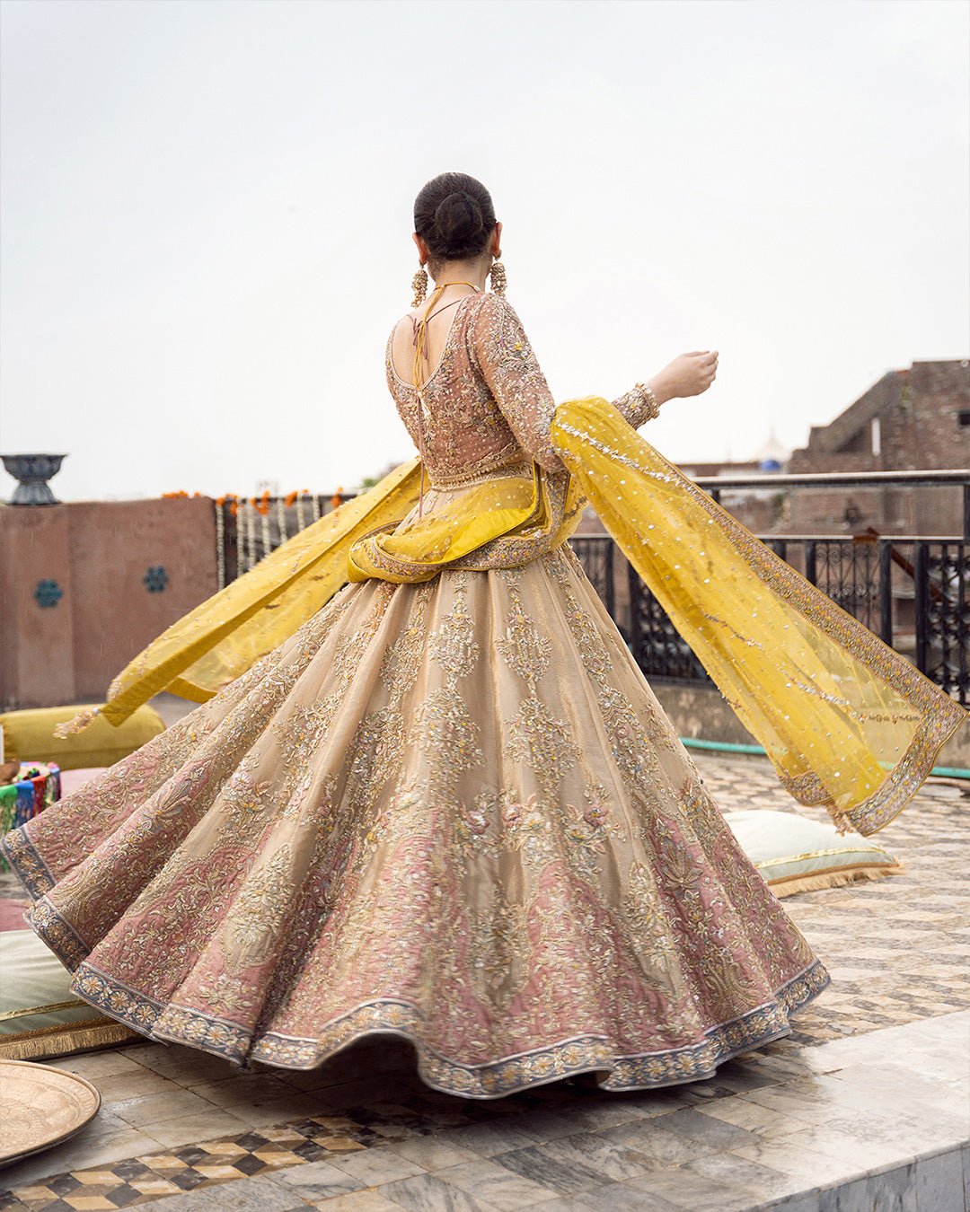 Faiza Saqlain Mahveen Hand Embellished Organza Party Wear Suit - Four-Sided Embroidered Dupatta & Pallu Border | IQNAZ