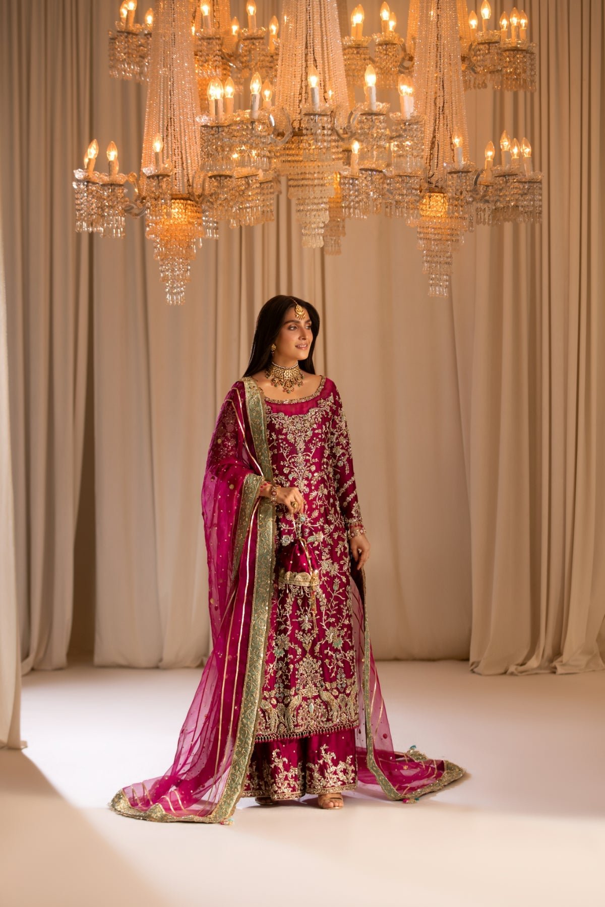 Republic Womens Wear Tabeer Embroidered Organza Party Wear Suit - Close-Up Hand Embellishment Tilla & Pearl Work | IQNAZ