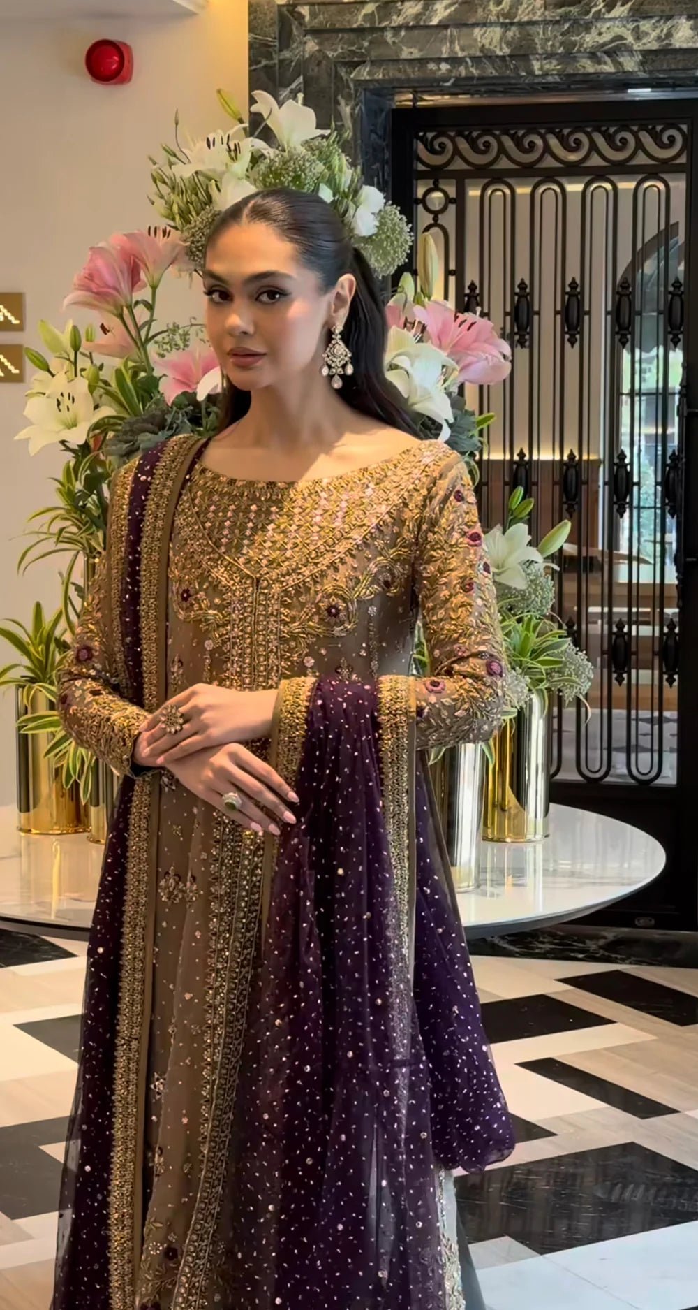 Haris Shakeel Hand Embellished Organza Party Wear Suit - Matching Bottom & Trouser Fabric Details | IQNAZ