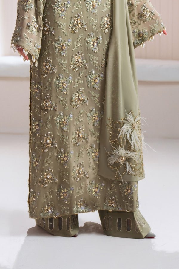 Maria B Clarte Embroidered Chiffon Party Wear Suit - Four-Sided Embroidered Dupatta & Pallu Border | IQNAZ