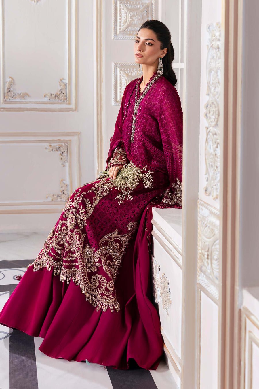 Maria B BD-3003 Embroidered Chiffon Party Wear Suit - Designer Photoshoot Gallery Angle 14 | IQNAZ Couture