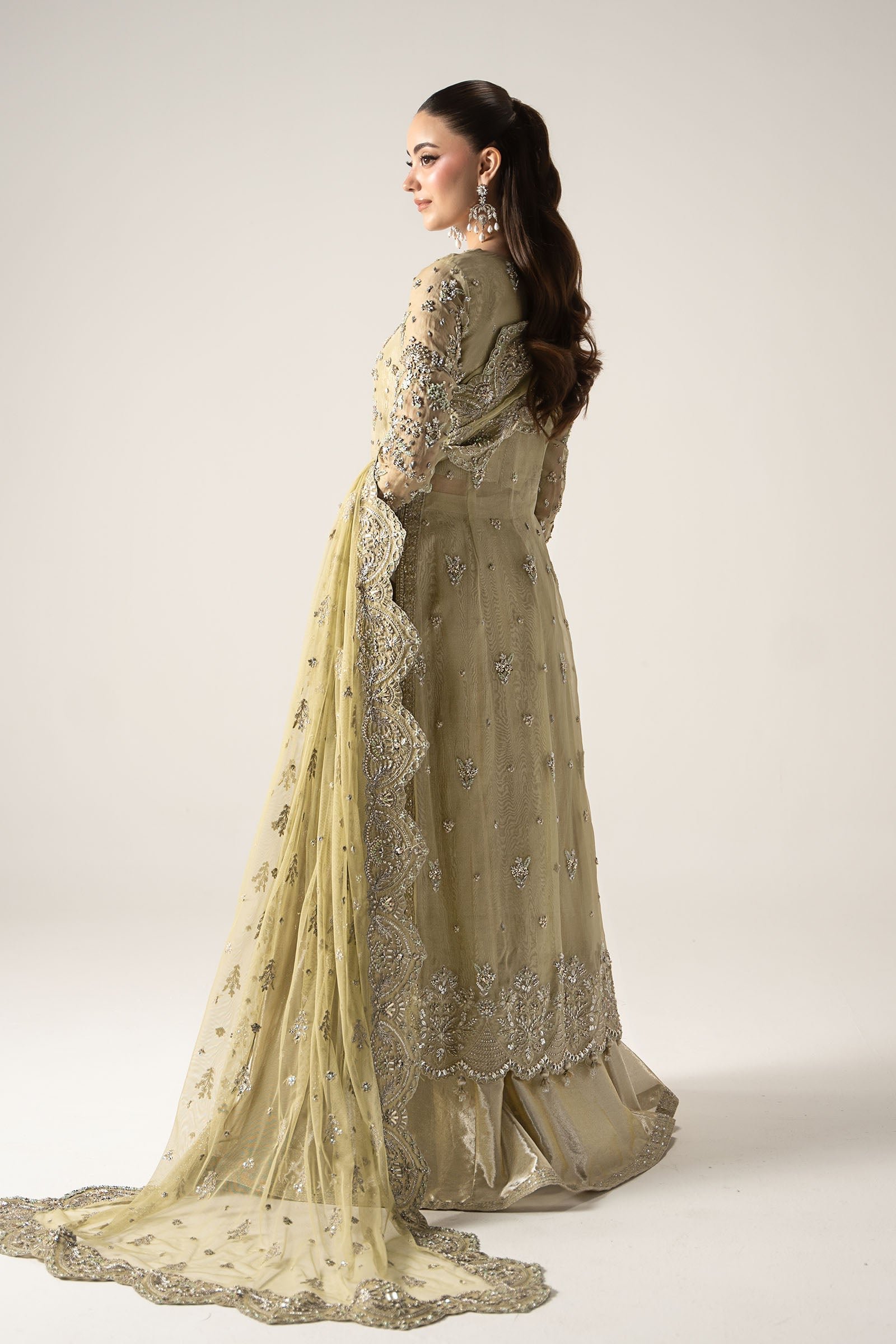 Maria B Embroidered Organza Party Wear Suit – Photoshoot Angle 15 Maria B Embroidered Organza Party Wear Suit - Designer Photoshoot Gallery Angle 15 | IQNAZ Couture