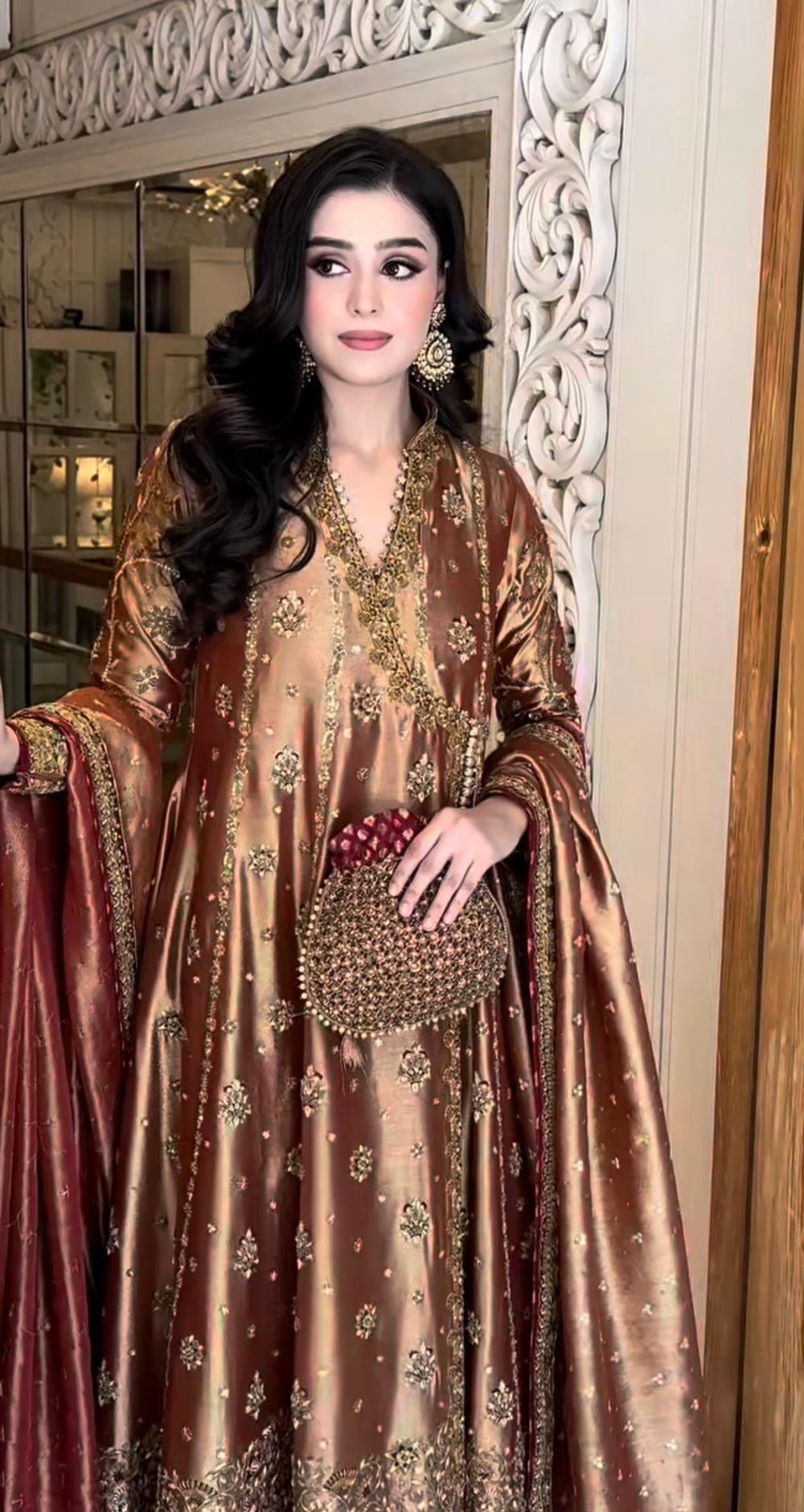 Haris Shakeel Hand Embellished Organza Party Wear Suit - Designer Photoshoot Gallery Angle 8 | IQNAZ Couture