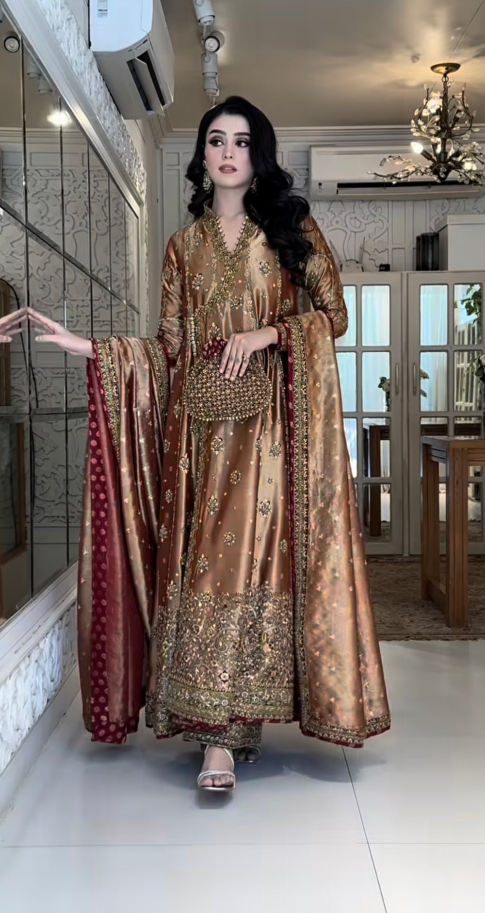 Haris Shakeel Hand Embellished Organza Party Wear Suit - Designer Photoshoot Gallery Angle 11 | IQNAZ Couture