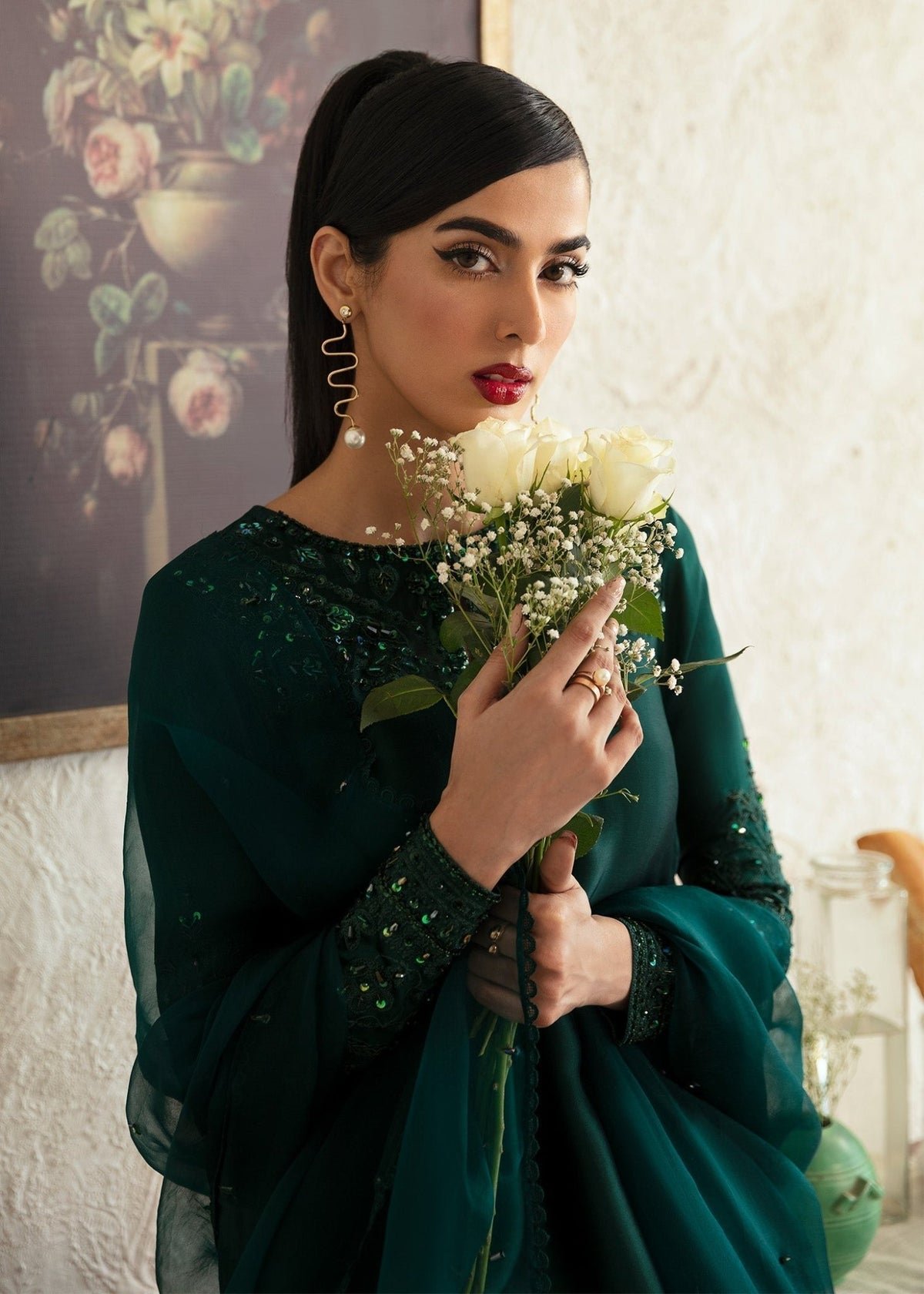 Kanwal Malik Misha Hand Embellished Organza Bridal Lehenga - Matching Bottom & Trouser Fabric Details | IQNAZ
