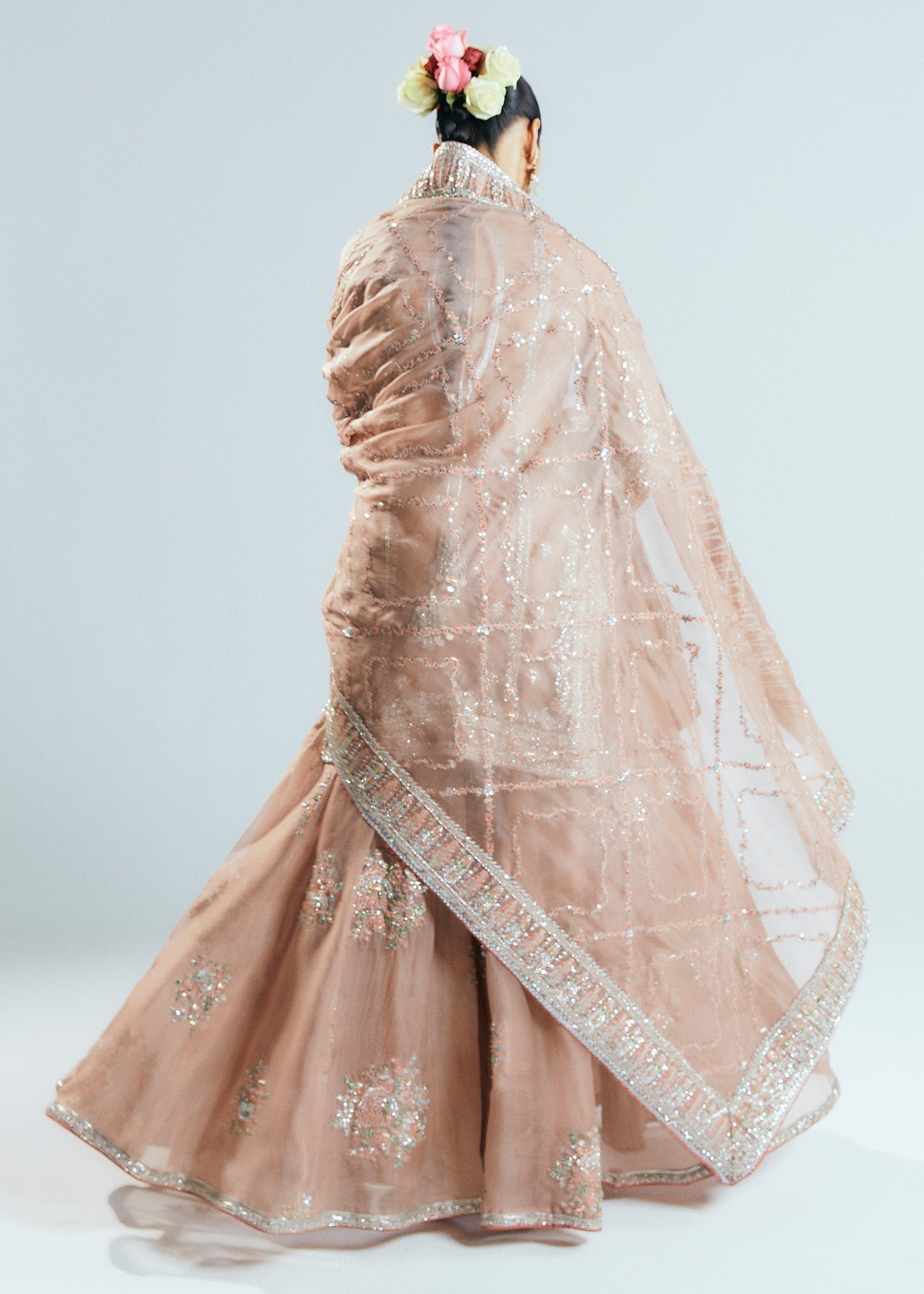 Hussain Rehar Dune Embroidered Organza Party Wear Suit - Matching Bottom & Trouser Fabric Details | IQNAZ