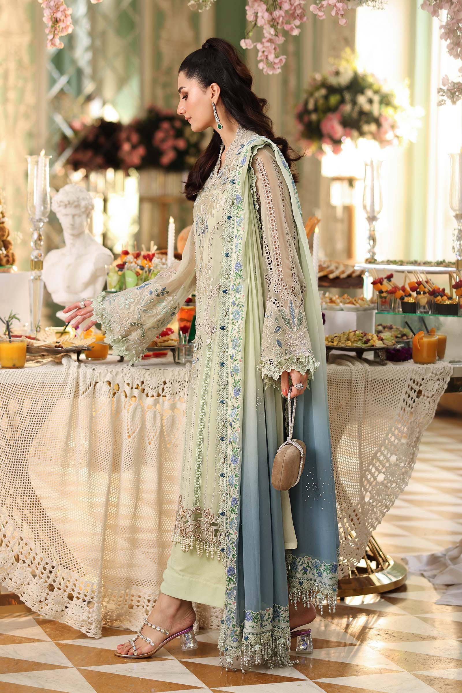 Maria B Embroidered Chiffon Party Wear Suit – Photoshoot Angle 6 Maria B Embroidered Chiffon Party Wear Suit - Designer Photoshoot Gallery Angle 6 | IQNAZ Couture