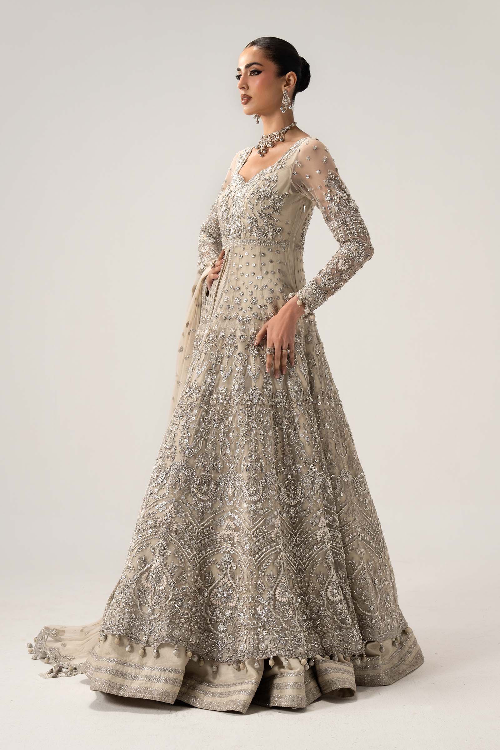 Maria B Elaria Hand Embellished Organza Party Wear Maxi – Photoshoot Angle 7 Maria B Elaria Hand Embellished Organza Party Wear Maxi - Designer Photoshoot Gallery Angle 7 | IQNAZ Couture