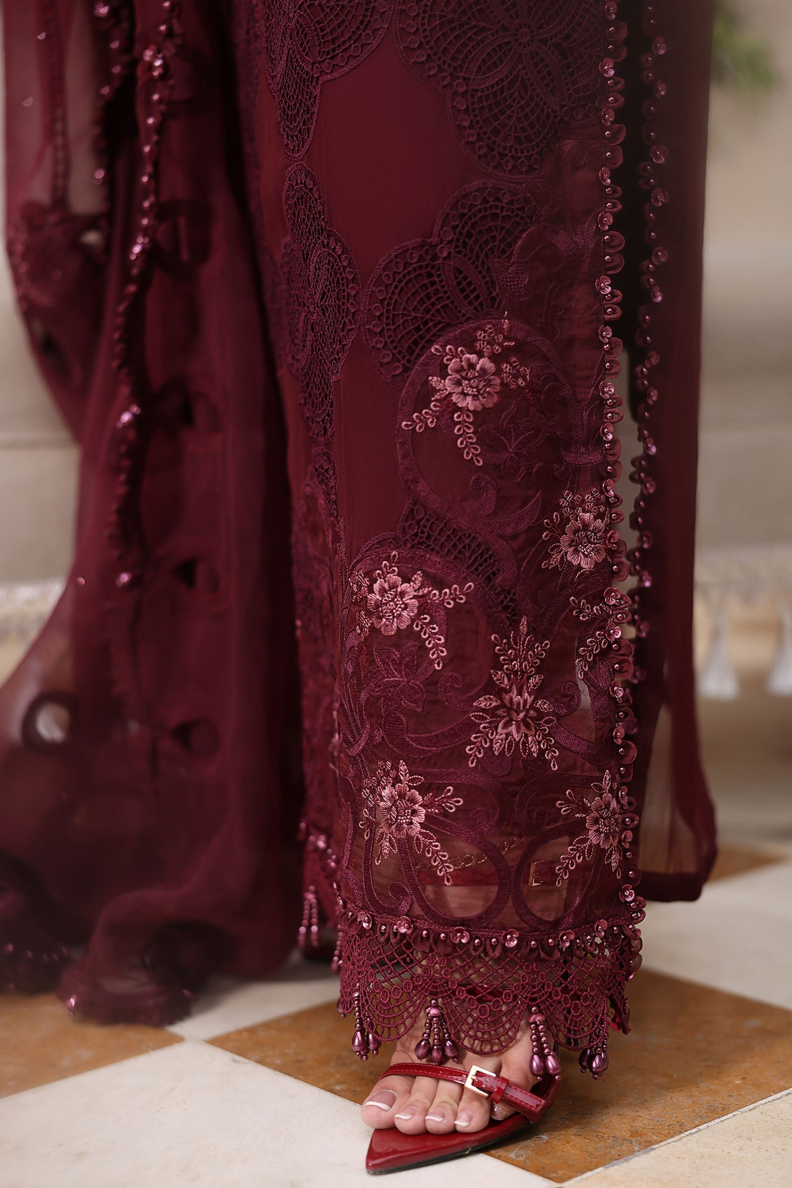 Maria B Embroidered Chiffon Party Wear Suit - Designer Photoshoot Gallery Angle 6 | IQNAZ Couture