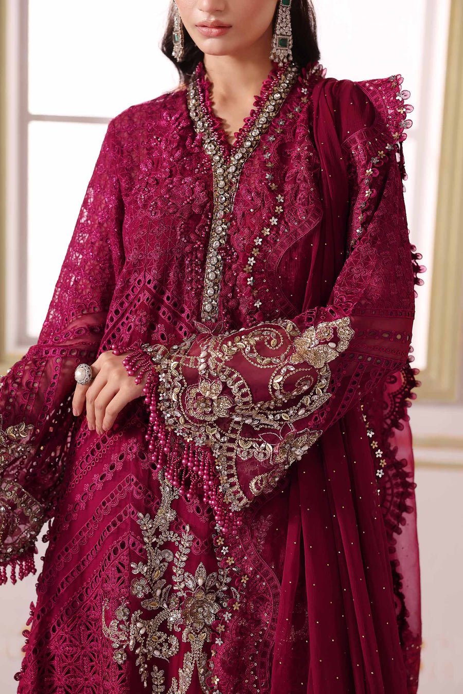 Maria B BD-3003 Embroidered Chiffon Party Wear Suit - Designer Photoshoot Gallery Angle 9 | IQNAZ Couture