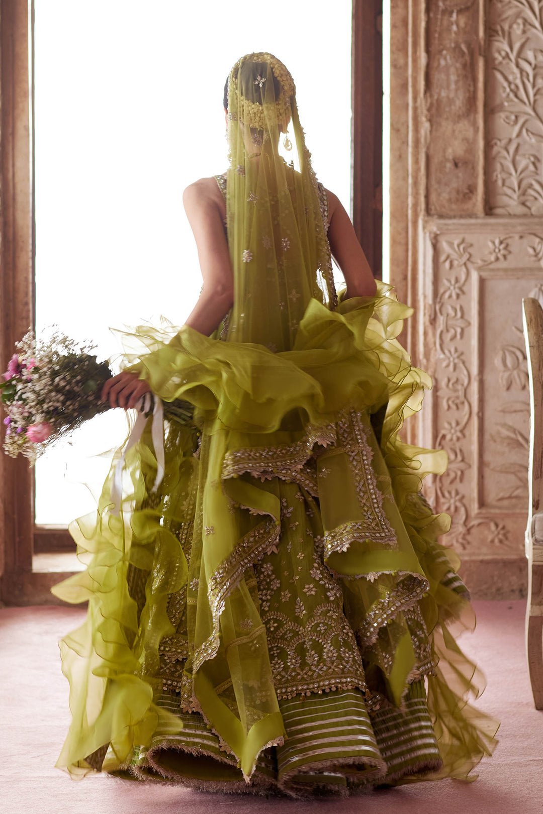 Zaha Noore Sitara Embroidered Organza Party Wear Suit - Designer Photoshoot Gallery Angle 6 | IQNAZ Couture