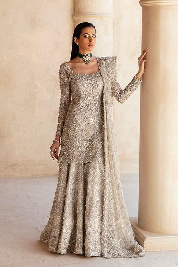 Soraya Opulent Hand Embellished Net Bridal Maxi - Model Front Look | Pakistani Designer Replica Wholesale | IQNAZ