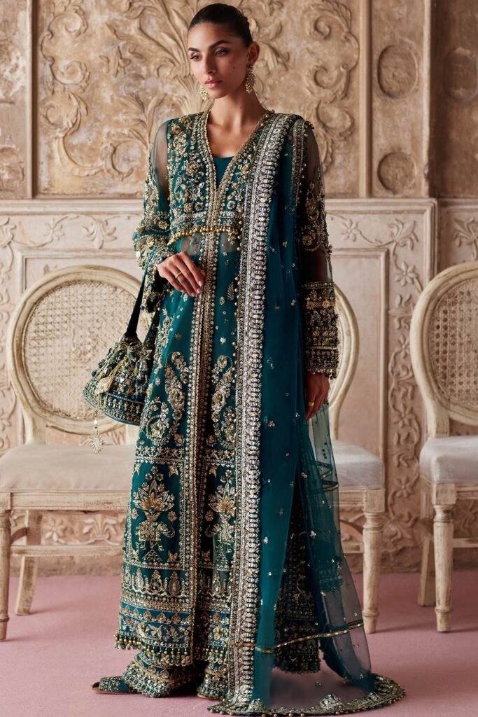 Zaha Aylin Hand Embellished Net Formal Frock - Model Front Look | Pakistani Designer Replica Wholesale | IQNAZ