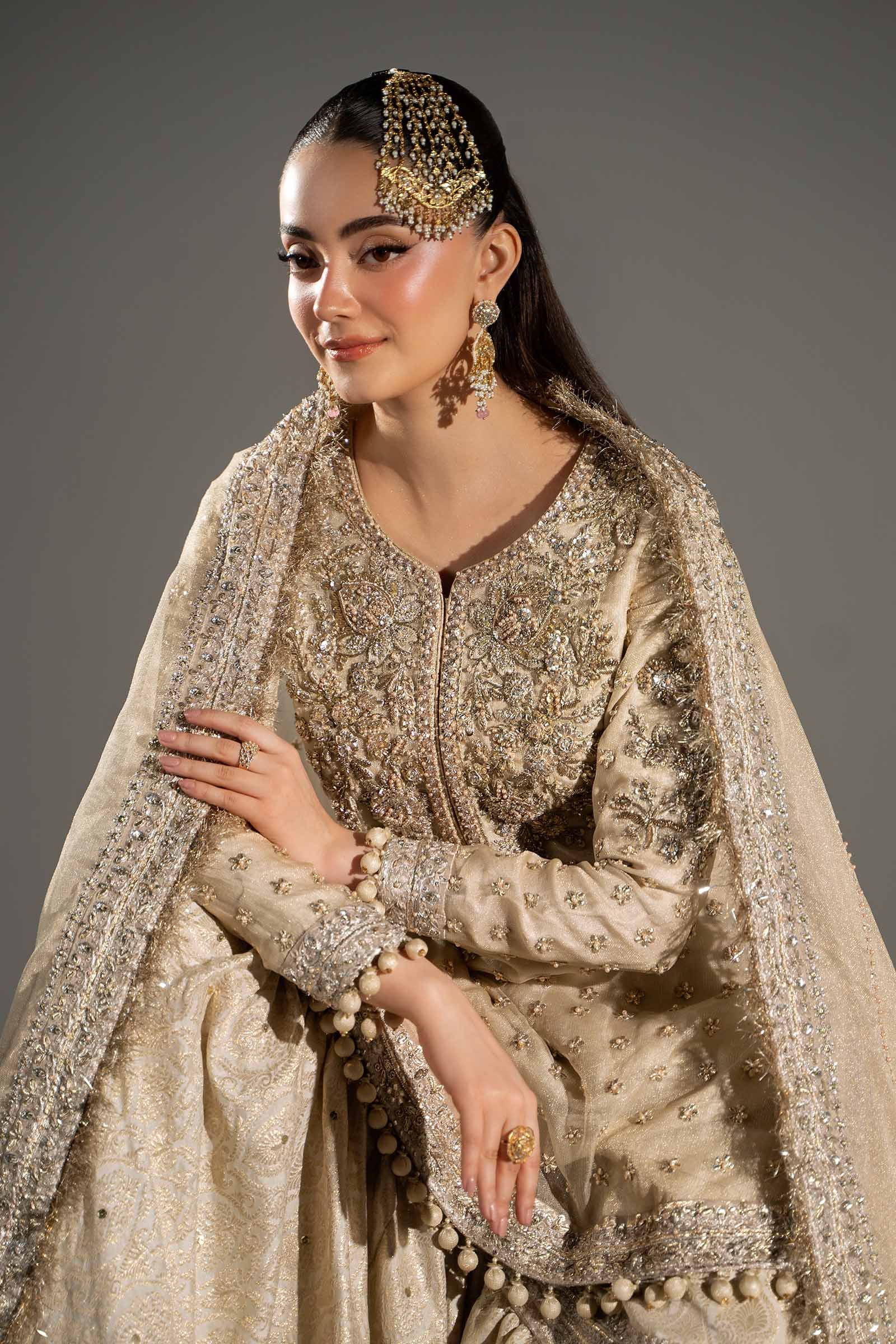 Maria B Hand Embellished Silk Party Wear Suit - Designer Photoshoot Gallery Angle 9 | IQNAZ Couture