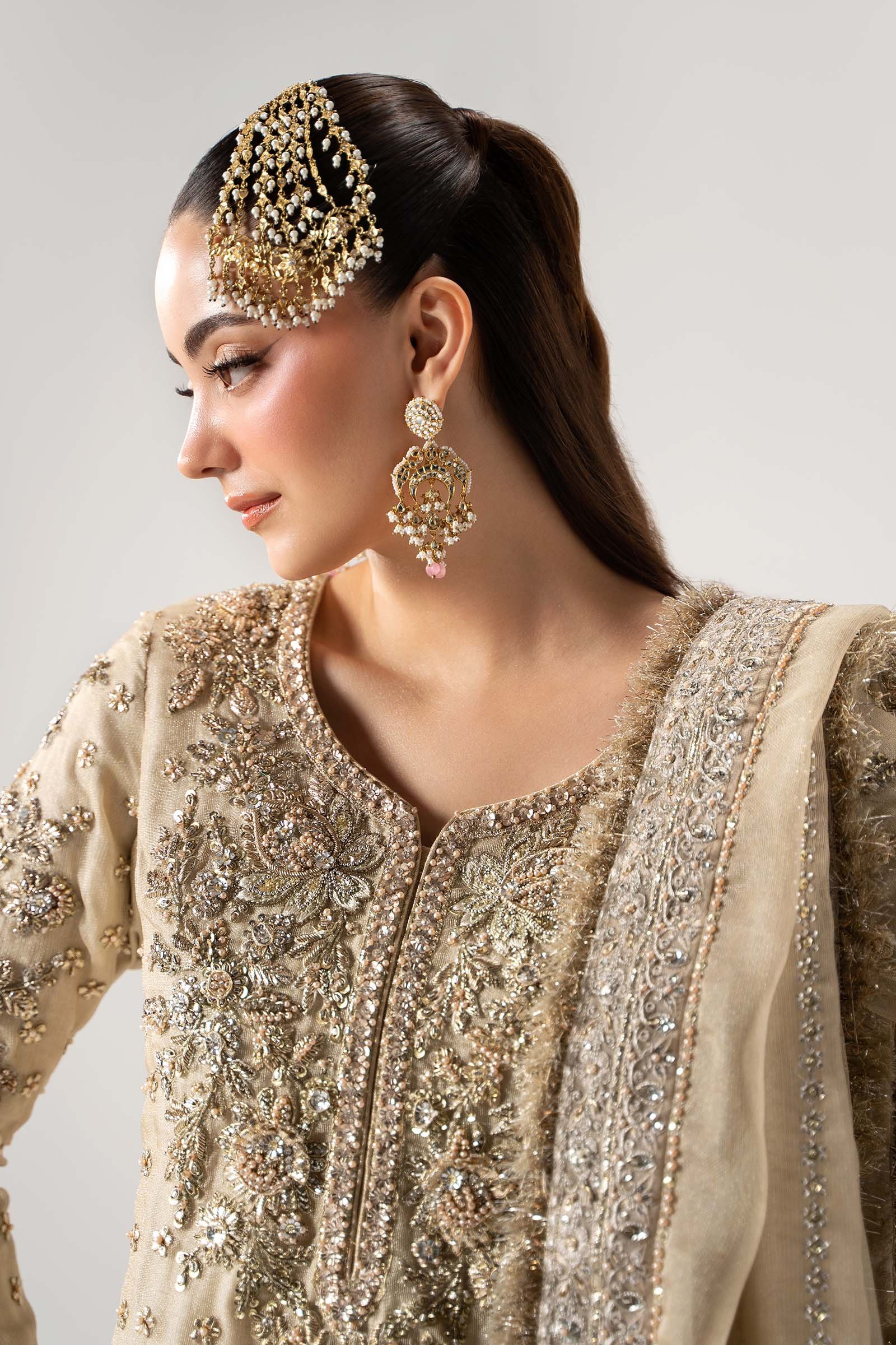 Maria B Hand Embellished Silk Party Wear Suit - Designer Photoshoot Gallery Angle 6 | IQNAZ Couture