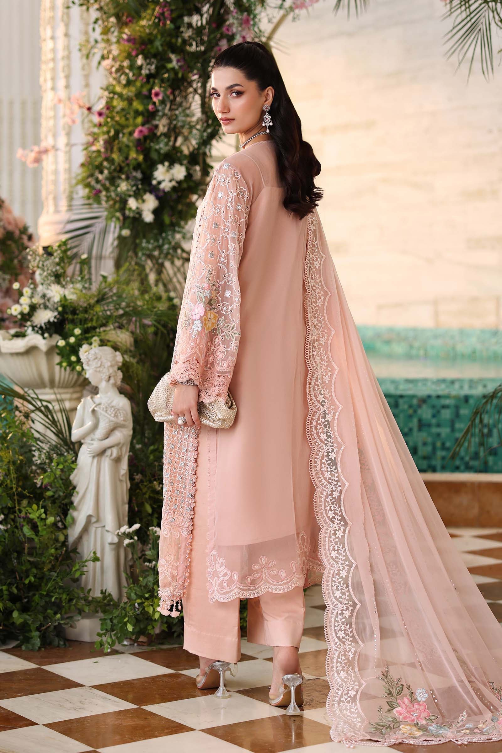Maria B Embroidered Chiffon Party Wear Suit – Photoshoot Angle 14 Maria B Embroidered Chiffon Party Wear Suit - Designer Photoshoot Gallery Angle 14 | IQNAZ Couture
