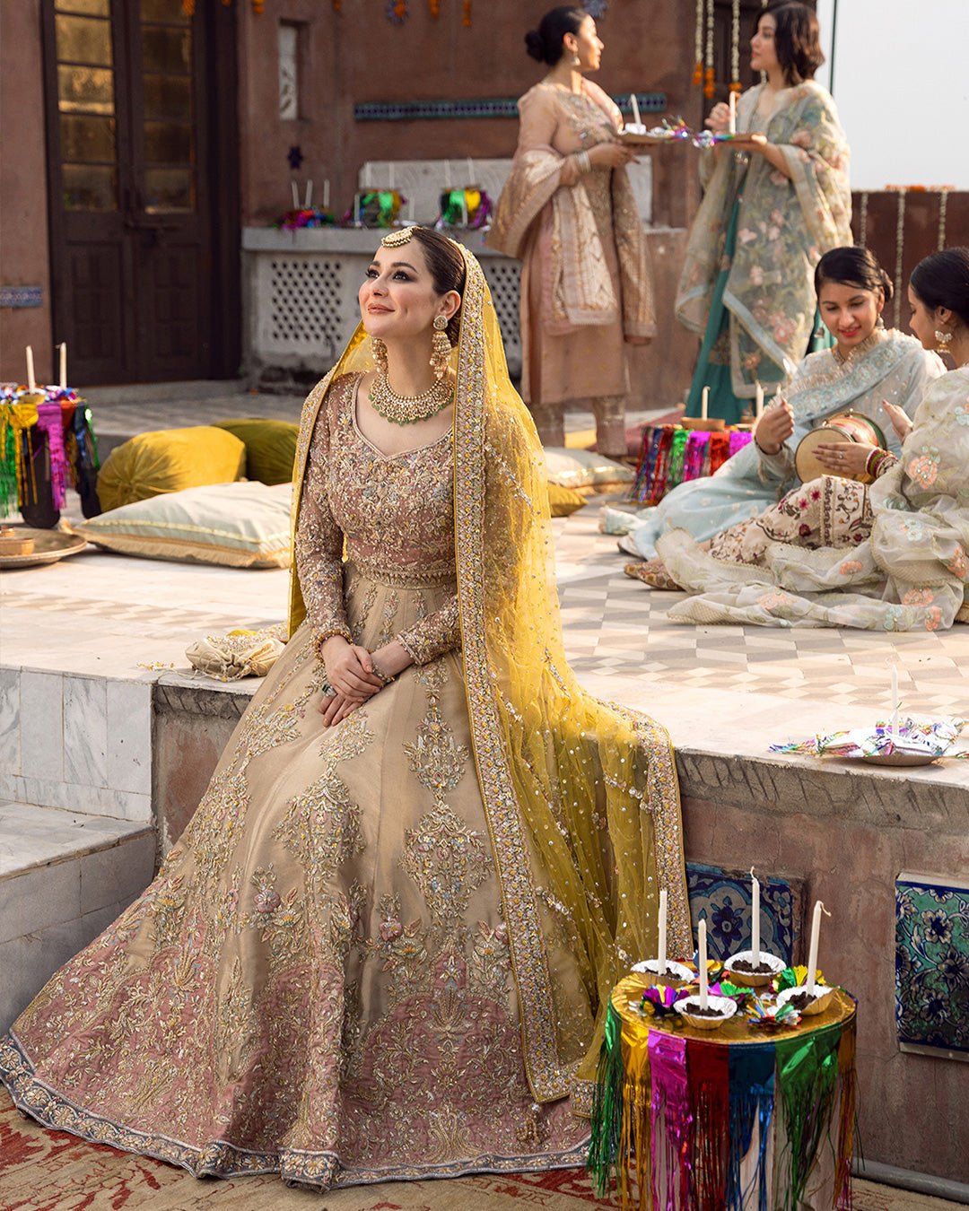 Faiza Saqlain Mahveen Hand Embellished Organza Party Wear Suit - Model Front Look | Pakistani Designer Replica Wholesale | IQNAZ