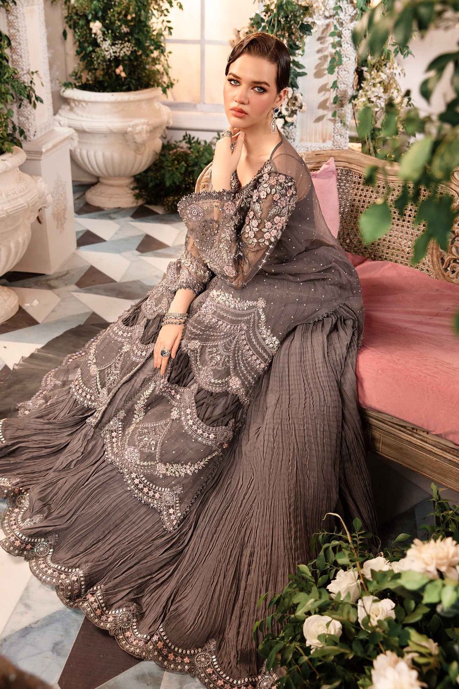 Maria B BD-2902 Hand Embellished Organza Party Wear Suit - Designer Photoshoot Gallery Angle 7 | IQNAZ Couture