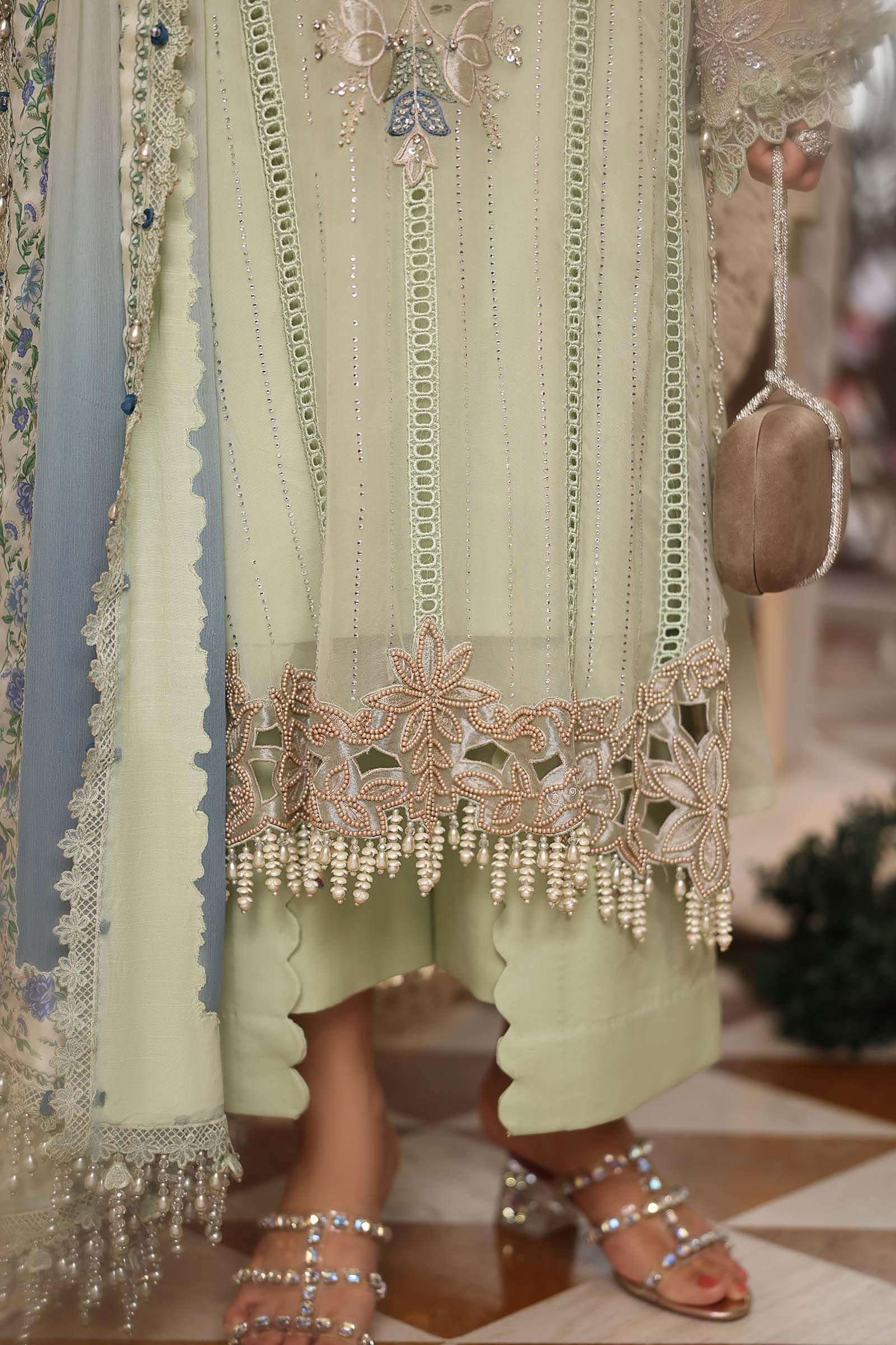 Maria B Embroidered Chiffon Party Wear Suit – Trouser & Bottom Fabric Maria B Embroidered Chiffon Party Wear Suit - Matching Bottom & Trouser Fabric Details | IQNAZ