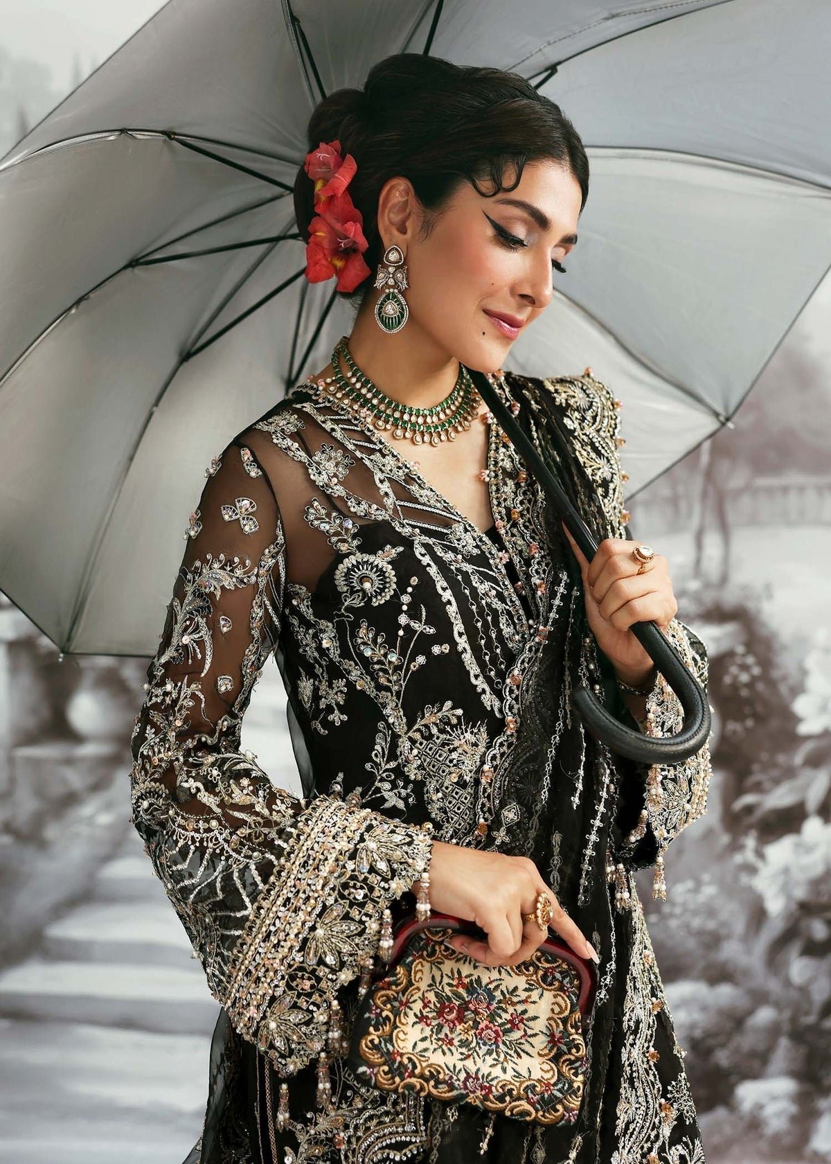 Kanwal Malik Embroidered Organza Party Wear Suit - Designer Photoshoot Gallery Angle 7 | IQNAZ Couture