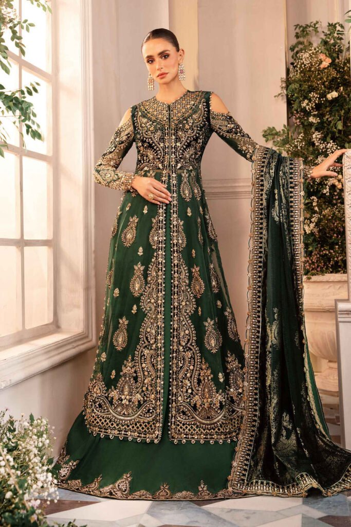 Maria B BD-2904 Hand Embellished Organza Party Wear Suit - Model Front Look | Pakistani Designer Replica Wholesale | IQNAZ