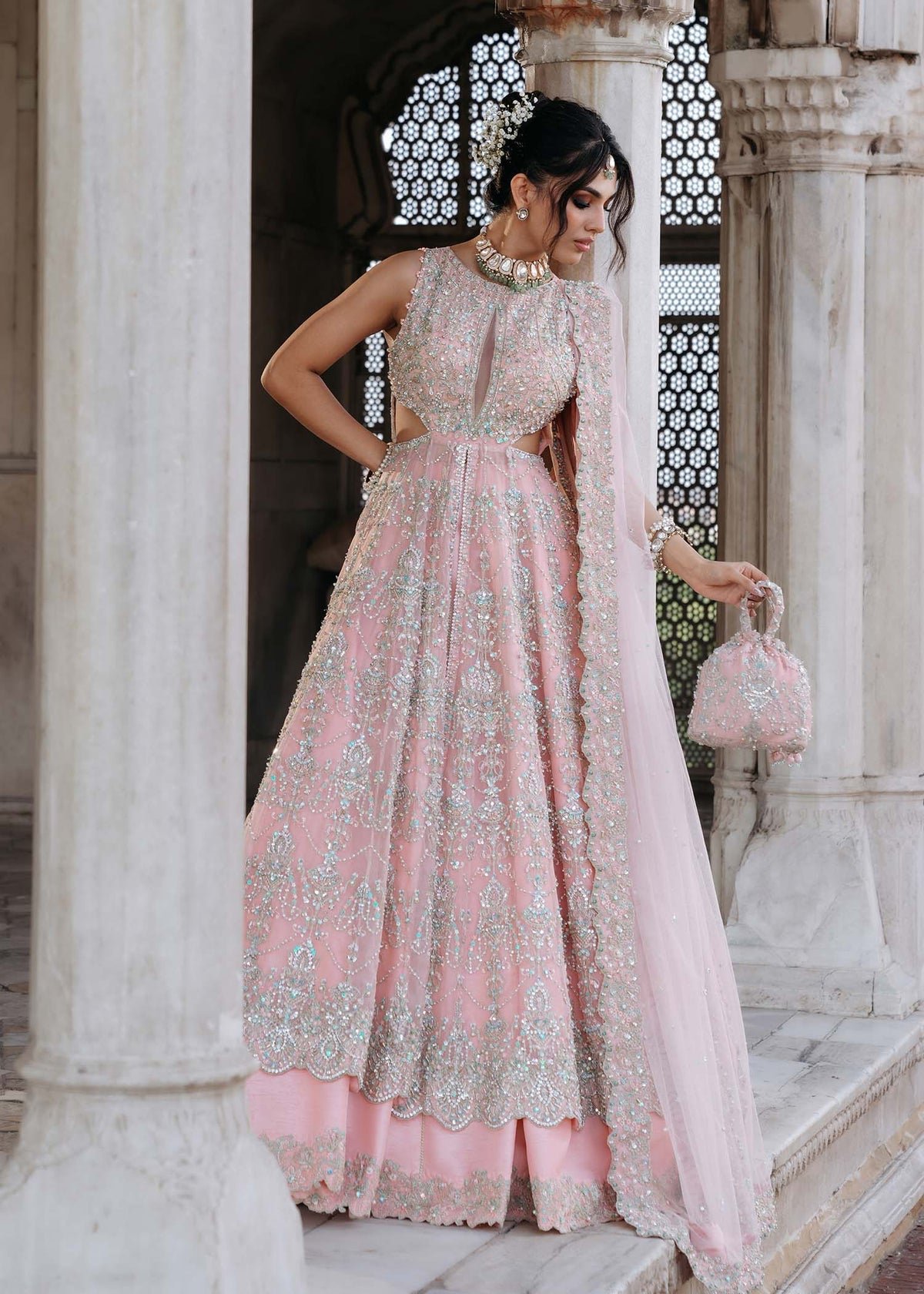 Kanwal Malik Fida Hand Embellished Organza Party Wear Suit - Four-Sided Embroidered Dupatta & Pallu Border | IQNAZ