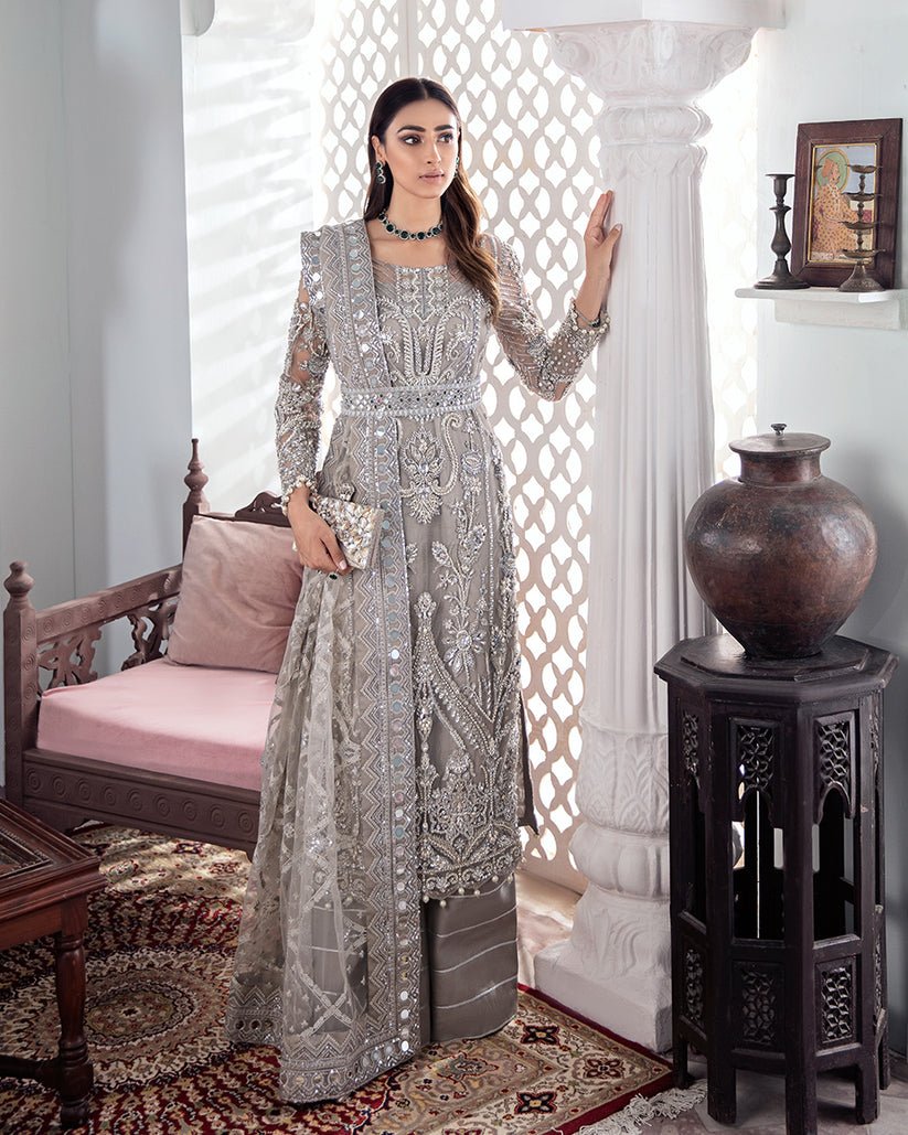 Gulaal Hand Embellished Organza Party Wear Suit - Model Front Look | Pakistani Designer Replica Wholesale | IQNAZ
