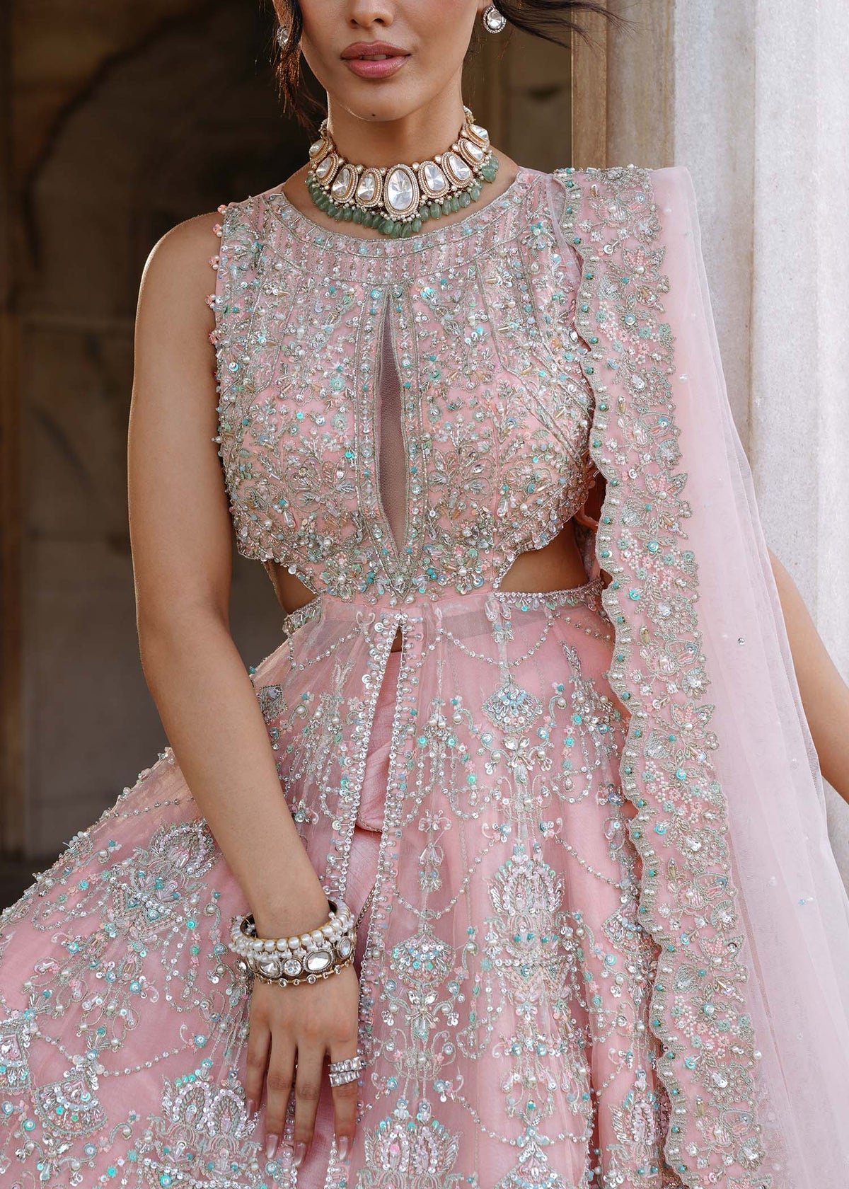 Kanwal Malik Fida Hand Embellished Organza Party Wear Suit - Matching Bottom & Trouser Fabric Details | IQNAZ