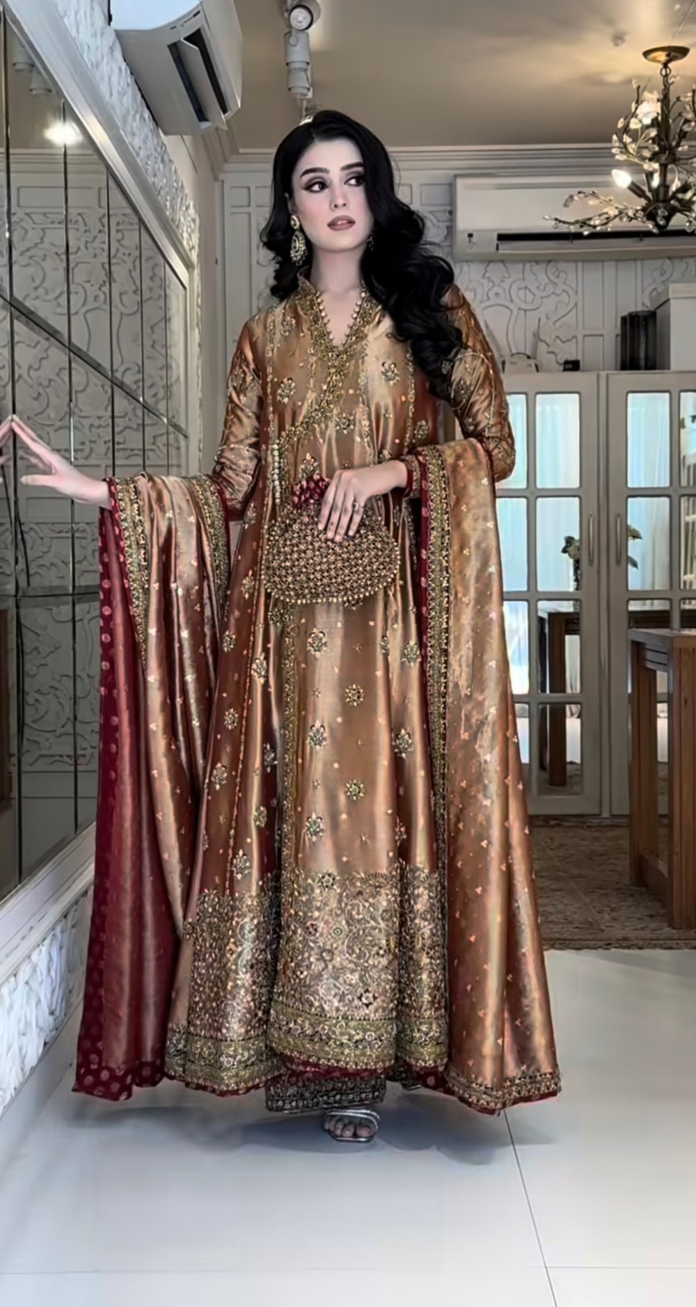 Haris Shakeel Hand Embellished Organza Party Wear Suit - Designer Photoshoot Gallery Angle 10 | IQNAZ Couture