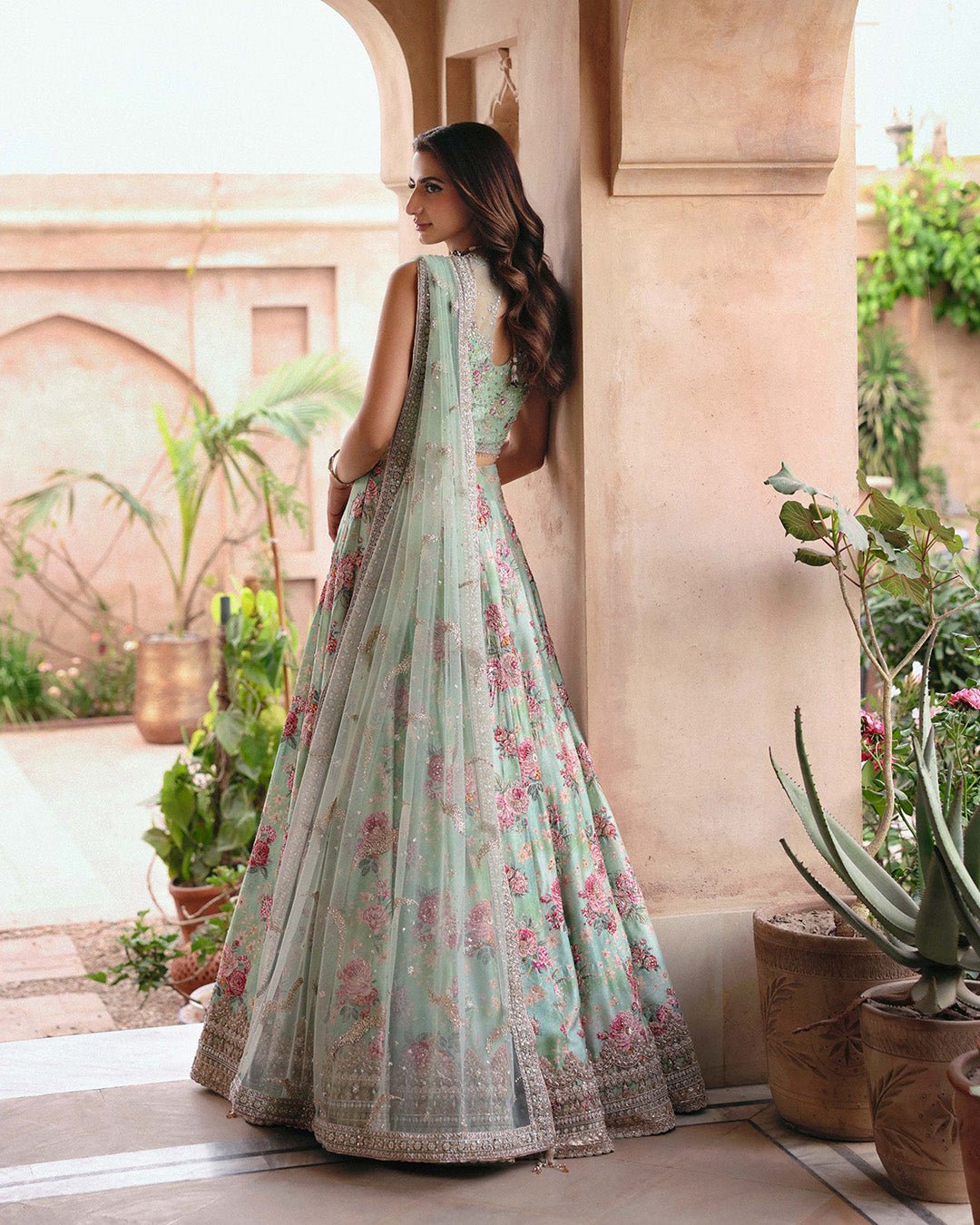 Faiza Saqlain Rosabelle Hand Embellished Organza Party Wear Suit – Photoshoot Angle 6 Faiza Saqlain Rosabelle Hand Embellished Organza Party Wear Suit - Designer Photoshoot Gallery Angle 6 | IQNAZ Couture