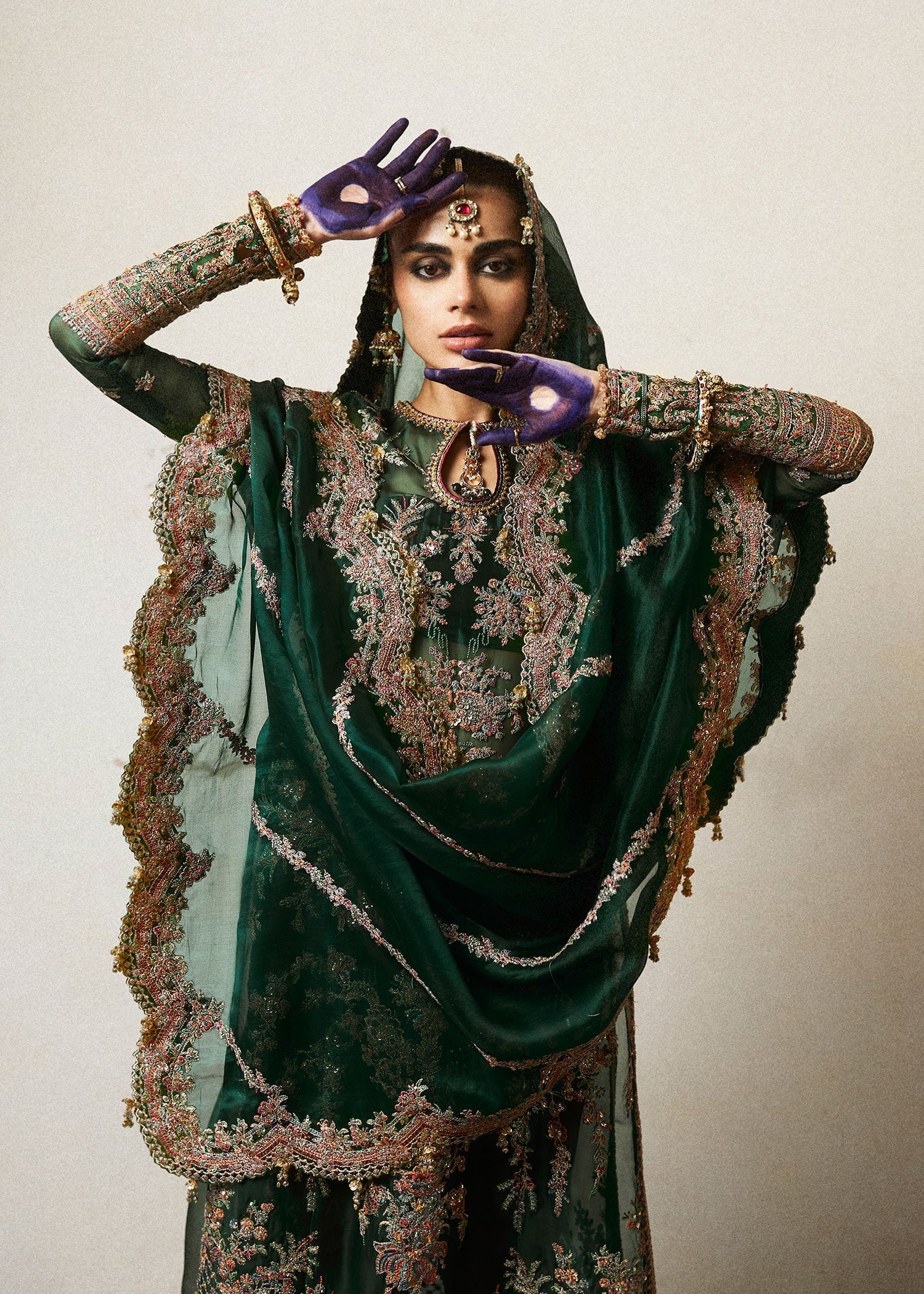 Hussain Rehar Jamali Embroidered Organza Party Wear Suit - Designer Photoshoot Gallery Angle 8 | IQNAZ Couture