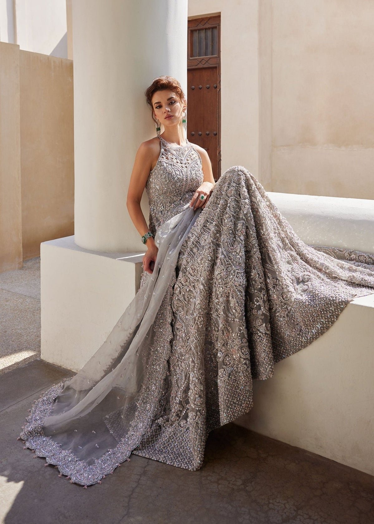 Kanwal Malik Hand Embellished Organza Party Wear Suit - Designer Photoshoot Gallery Angle 6 | IQNAZ Couture