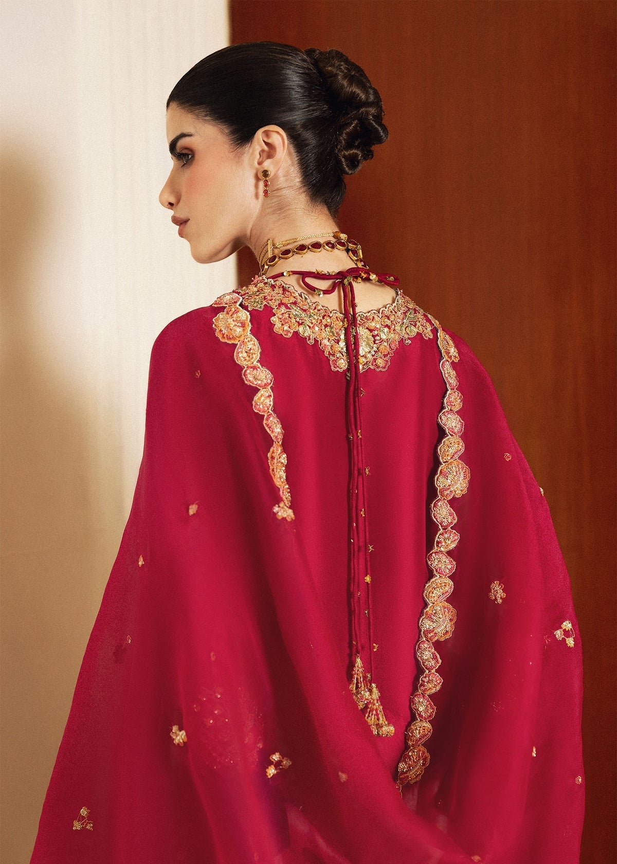 Hussain Rehar Embroidered Organza Party Wear Suit - Designer Photoshoot Gallery Angle 6 | IQNAZ Couture