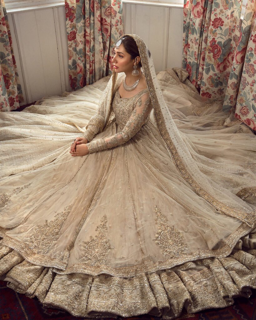 Faiza Saqlain Anamta Hand Embellished Organza Party Wear Suit - Model Front Look | Pakistani Designer Replica Wholesale | IQNAZ