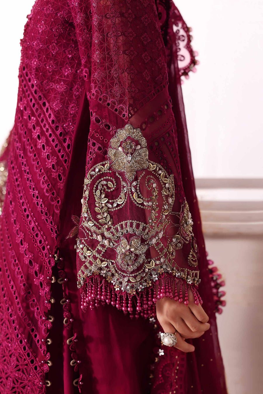 Maria B BD-3003 Embroidered Chiffon Party Wear Suit - Designer Photoshoot Gallery Angle 10 | IQNAZ Couture