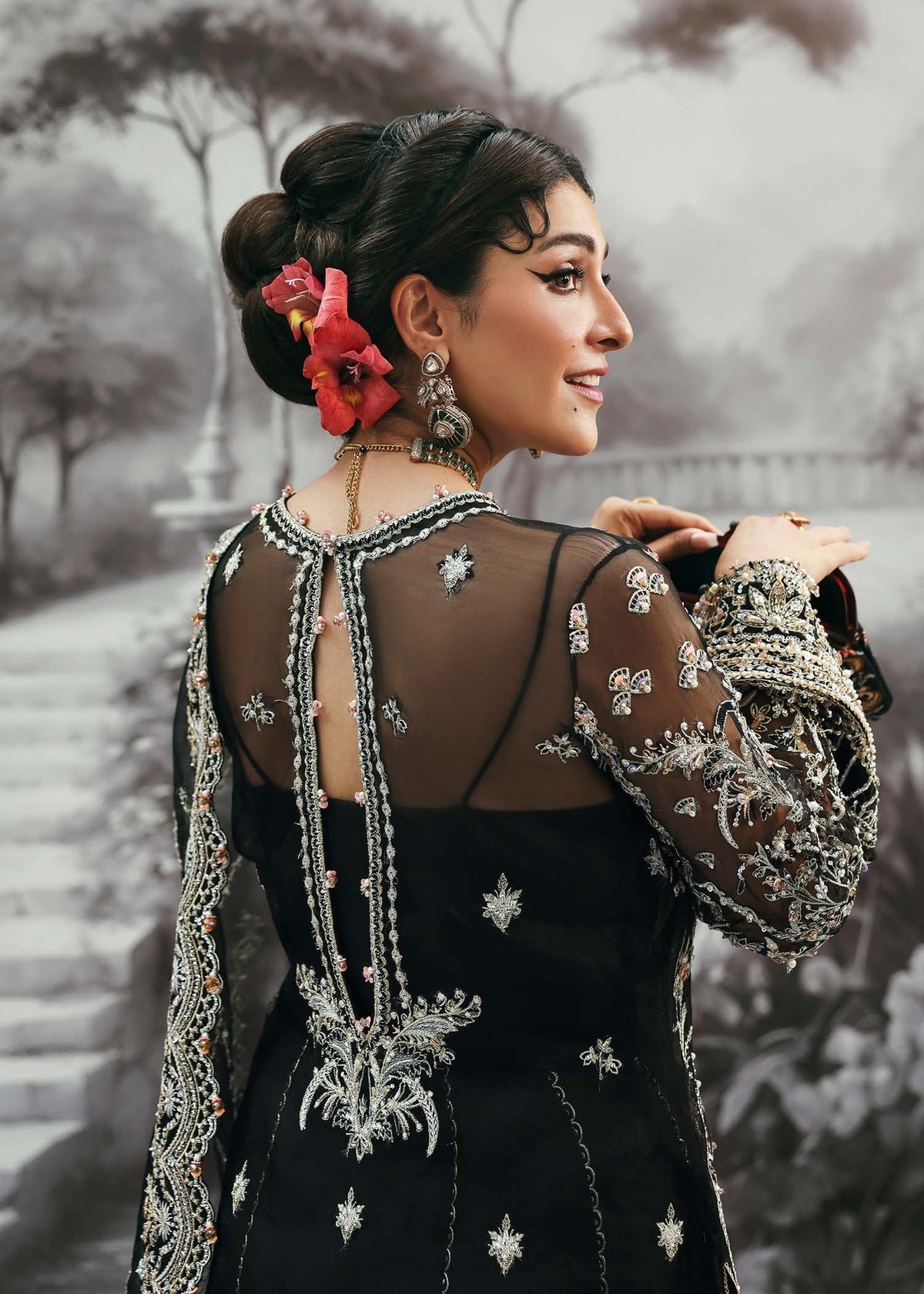 Kanwal Malik Embroidered Organza Party Wear Suit - Designer Photoshoot Gallery Angle 6 | IQNAZ Couture