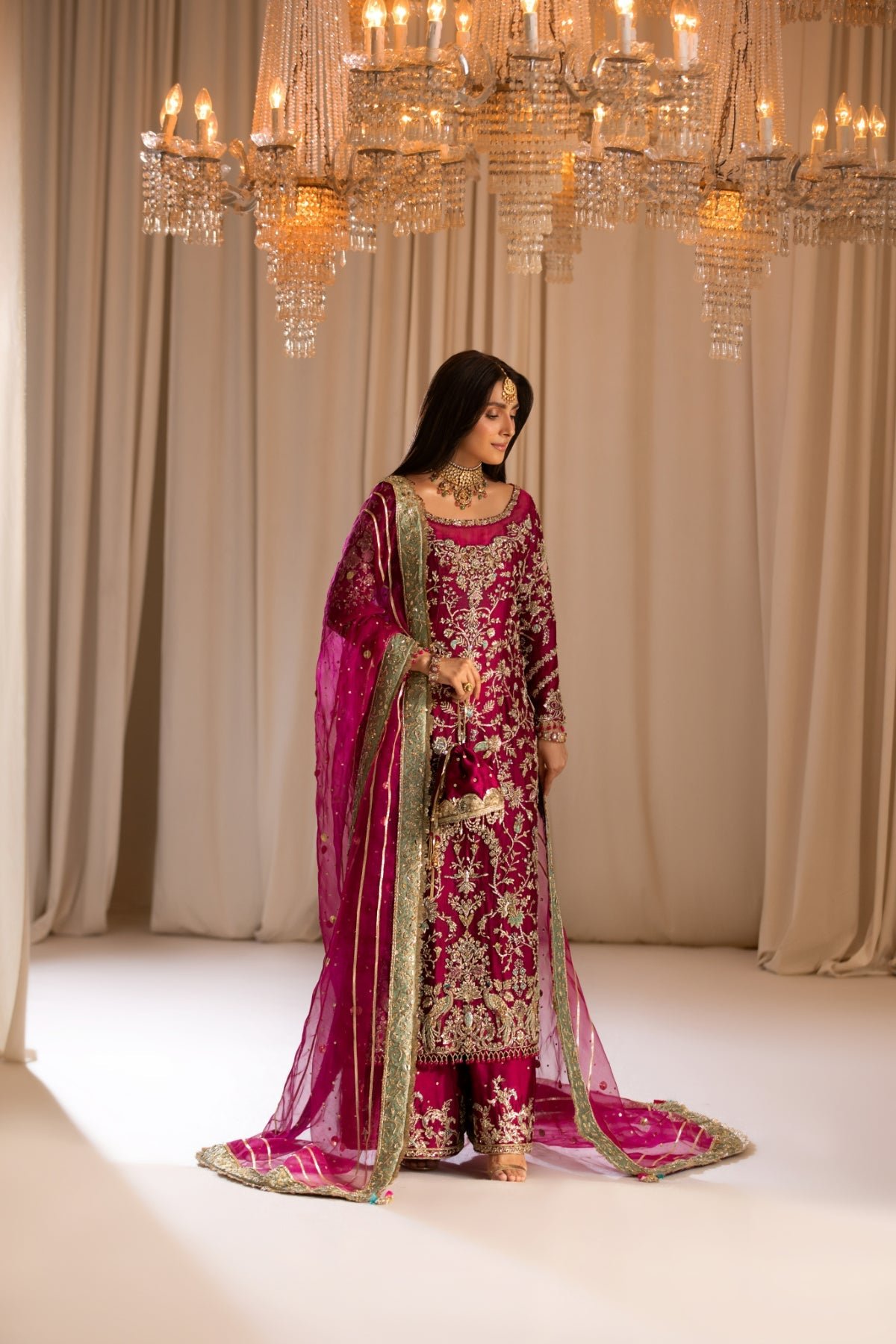 Republic Womens Wear Tabeer Embroidered Organza Party Wear Suit - Designer Photoshoot Gallery Angle 6 | IQNAZ Couture
