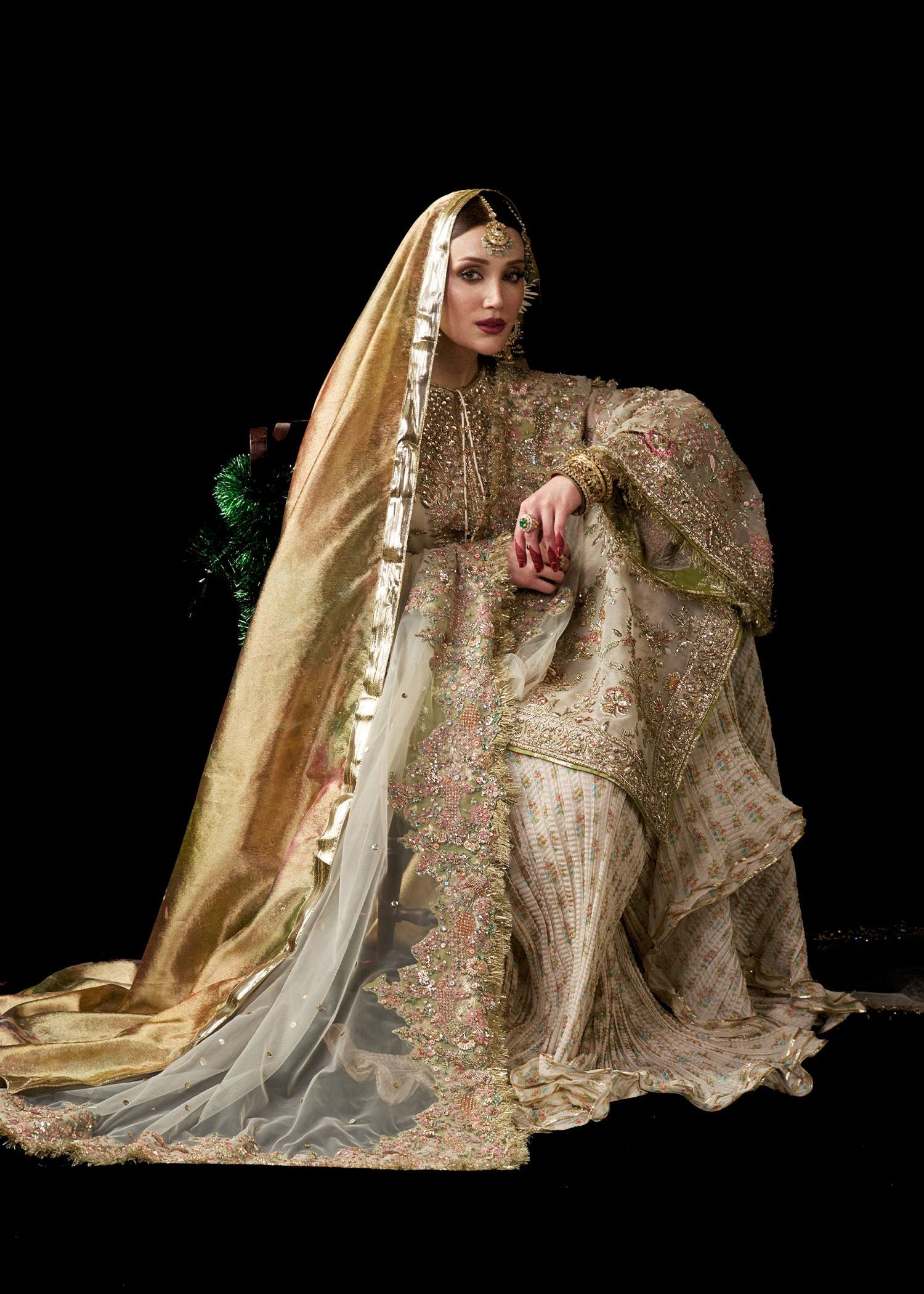 Hussain Rehar Mahtabi Embroidered Organza Party Wear Suit - Designer Photoshoot Gallery Angle 6 | IQNAZ Couture