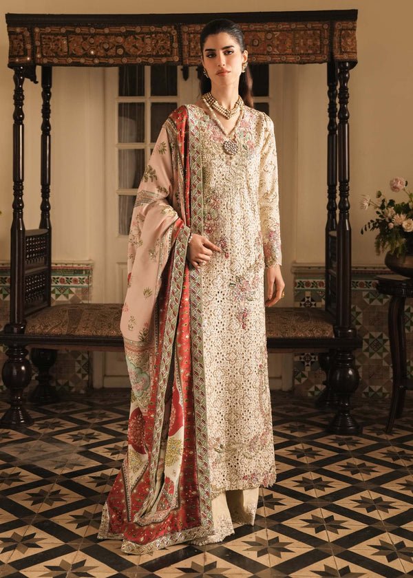 Saira Shakira Hand Embellished Silk Party Wear Suit - Close-Up Hand Embellishment Tilla & Pearl Work | IQNAZ
