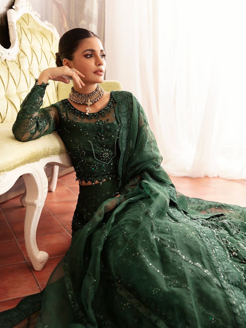 Mushq Aurora Gl Embroidered Organza Party Wear Suit - Close-Up Hand Embellishment Tilla & Pearl Work | IQNAZ