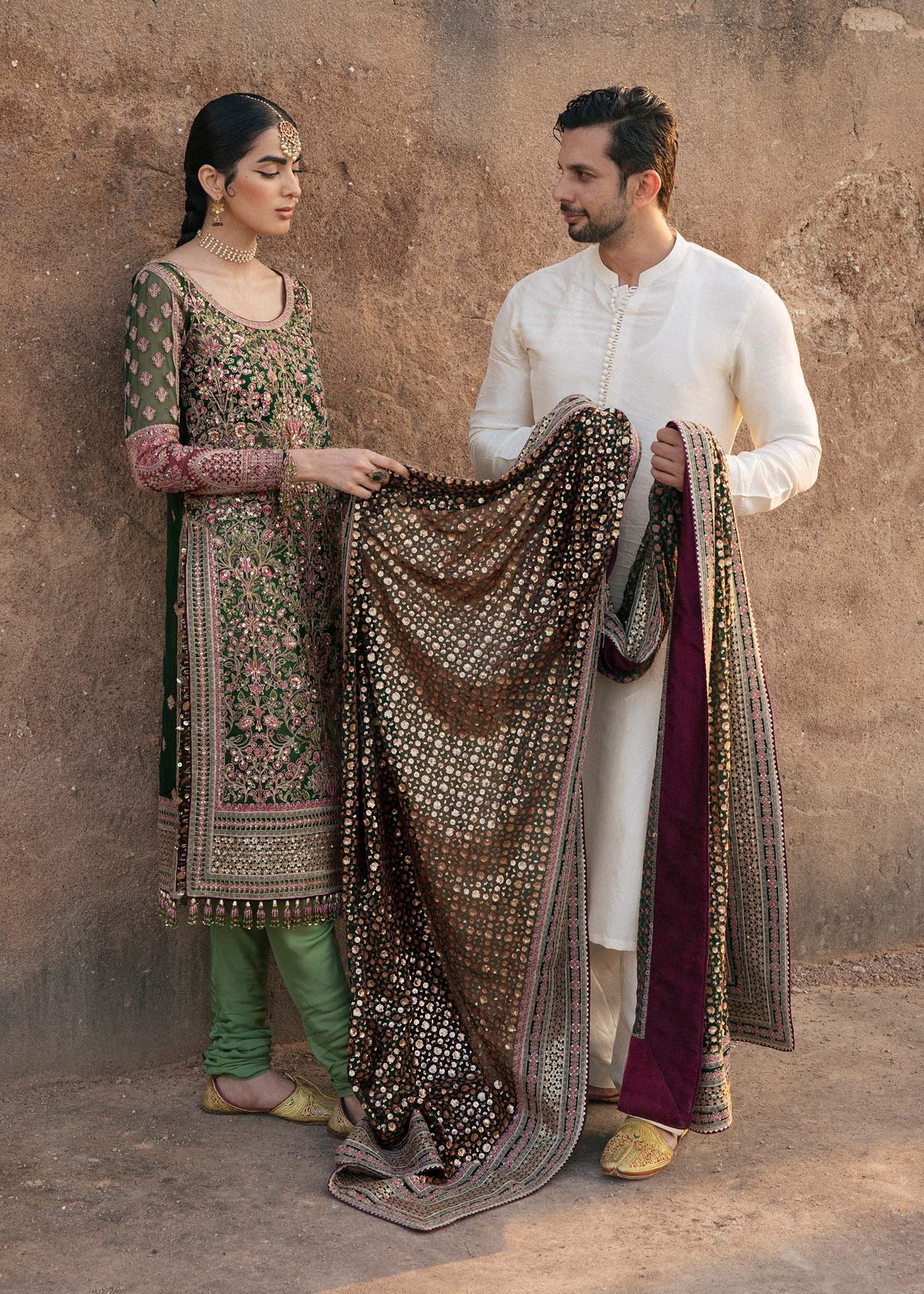 Hussain Rehar Zeenat Hand Embellished Organza Party Wear Suit - Close-Up Hand Embellishment Tilla & Pearl Work | IQNAZ